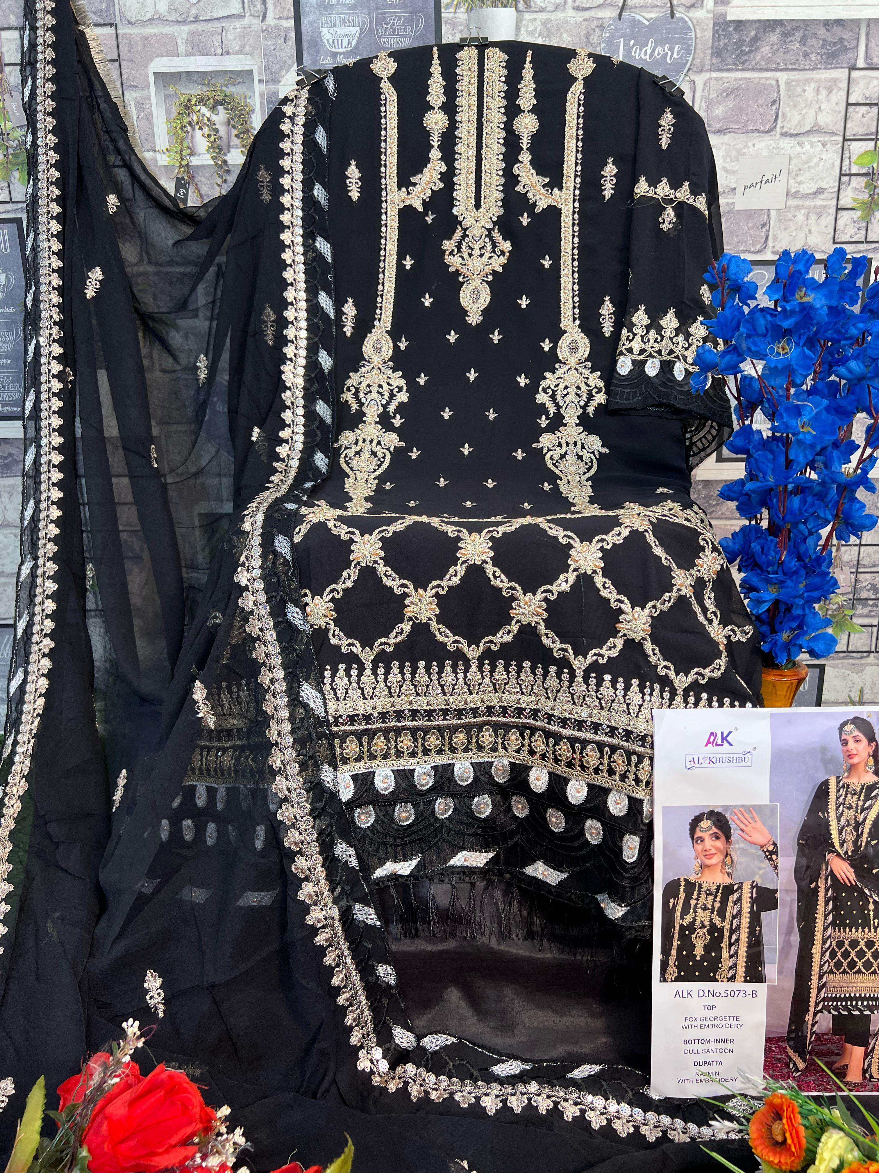 AL KHUSHBU  AMALA VOL-1 DESIGN NO - 5073 ABC GEORGETTE HEAVY EMBROIDERED PAKISTANI SUIT