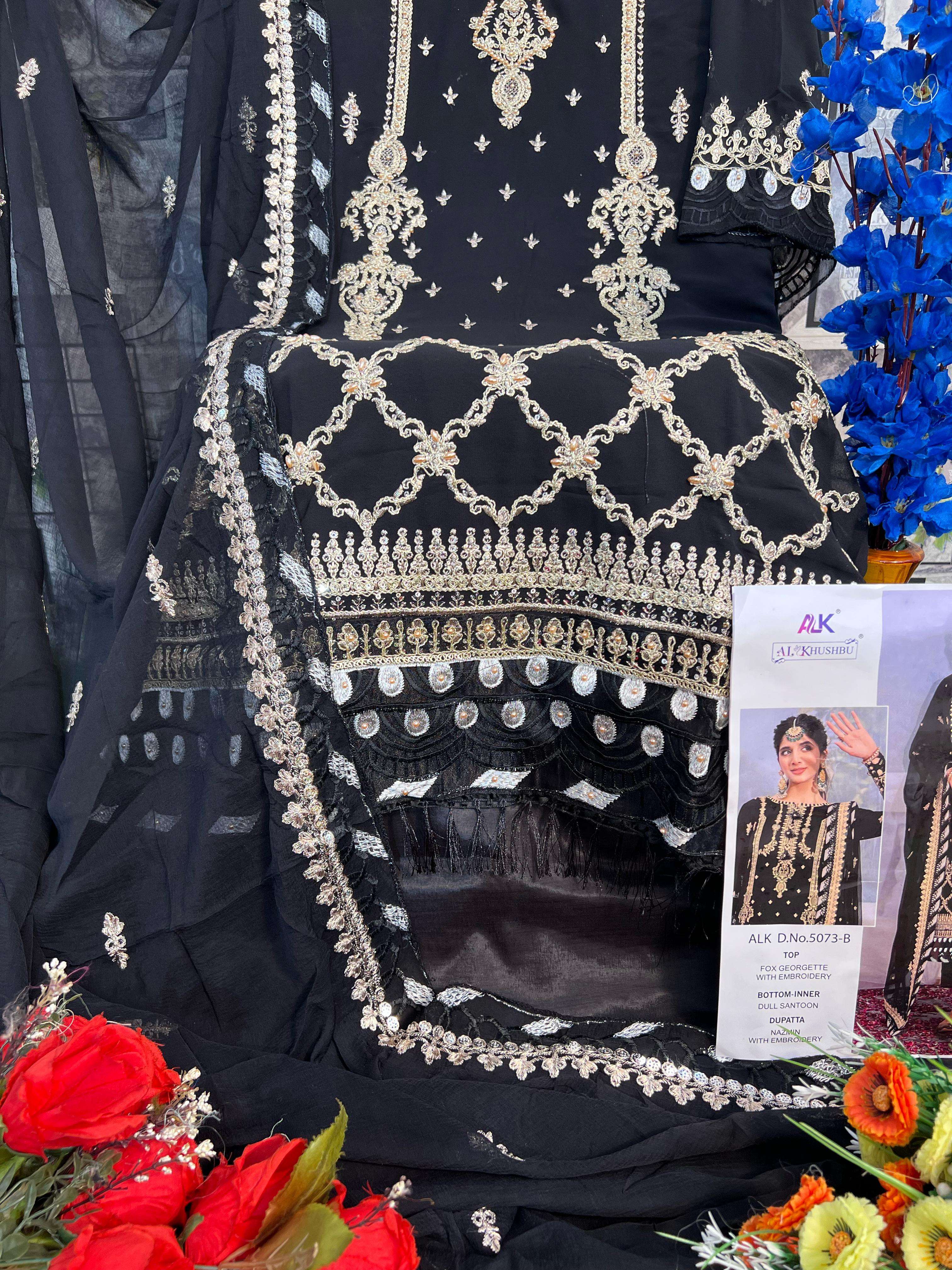 AL KHUSHBU  AMALA VOL-1 DESIGN NO - 5073 ABC GEORGETTE HEAVY EMBROIDERED PAKISTANI SUIT