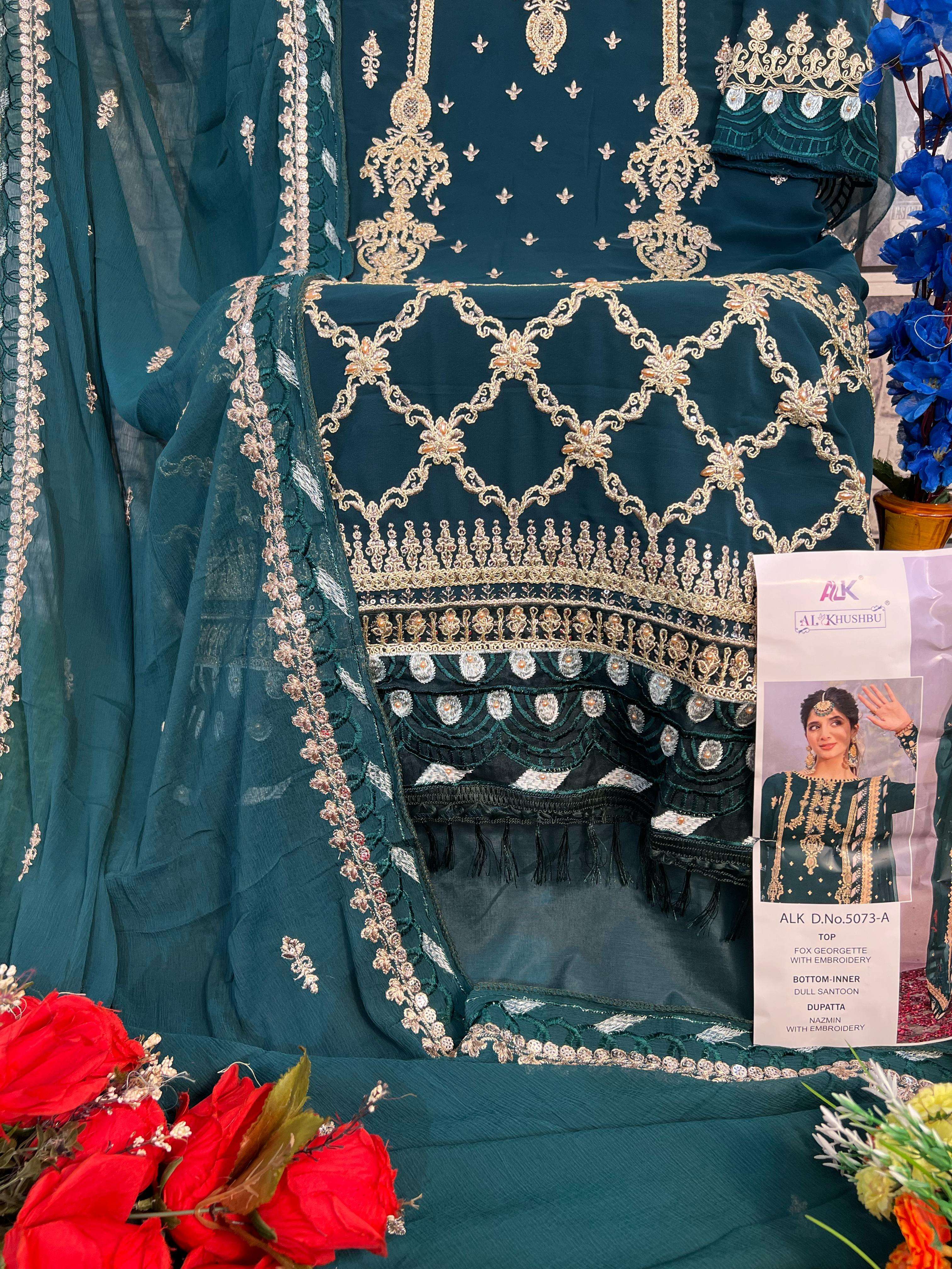 AL KHUSHBU  AMALA VOL-1 DESIGN NO - 5073 ABC GEORGETTE HEAVY EMBROIDERED PAKISTANI SUIT