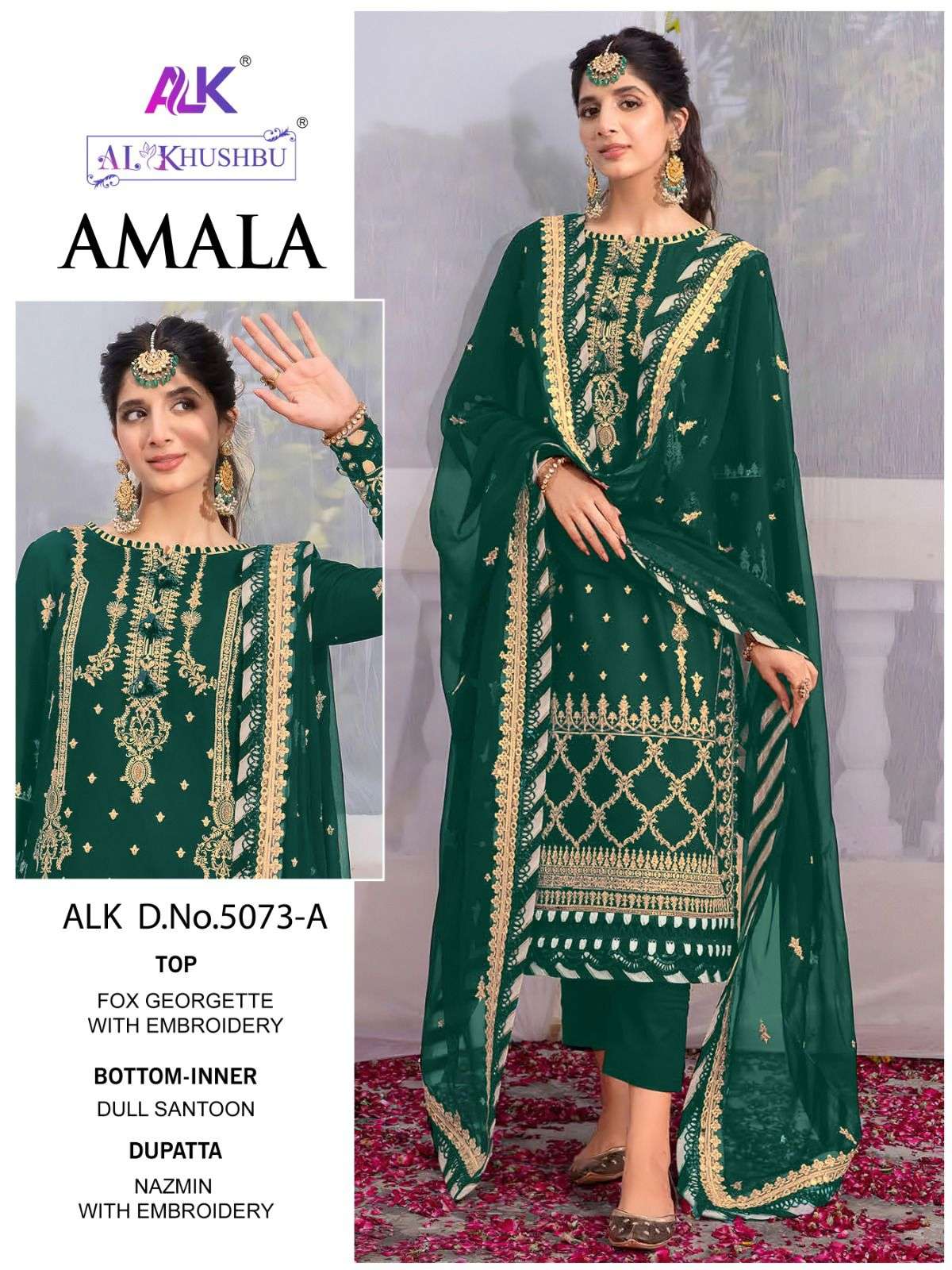 AL KHUSHBU  AMALA VOL-1 DESIGN NO - 5073 ABC GEORGETTE HEAVY EMBROIDERED PAKISTANI SUIT