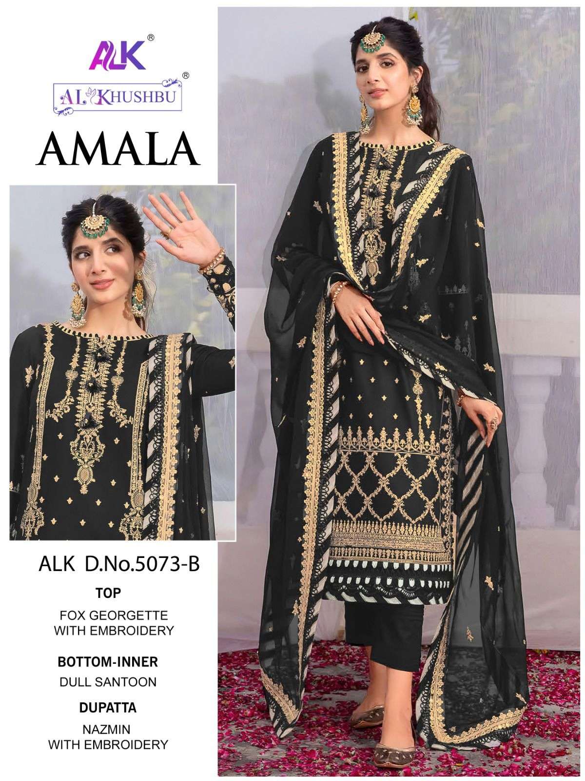 AL KHUSHBU  AMALA VOL-1 DESIGN NO - 5073 ABC GEORGETTE HEAVY EMBROIDERED PAKISTANI SUIT