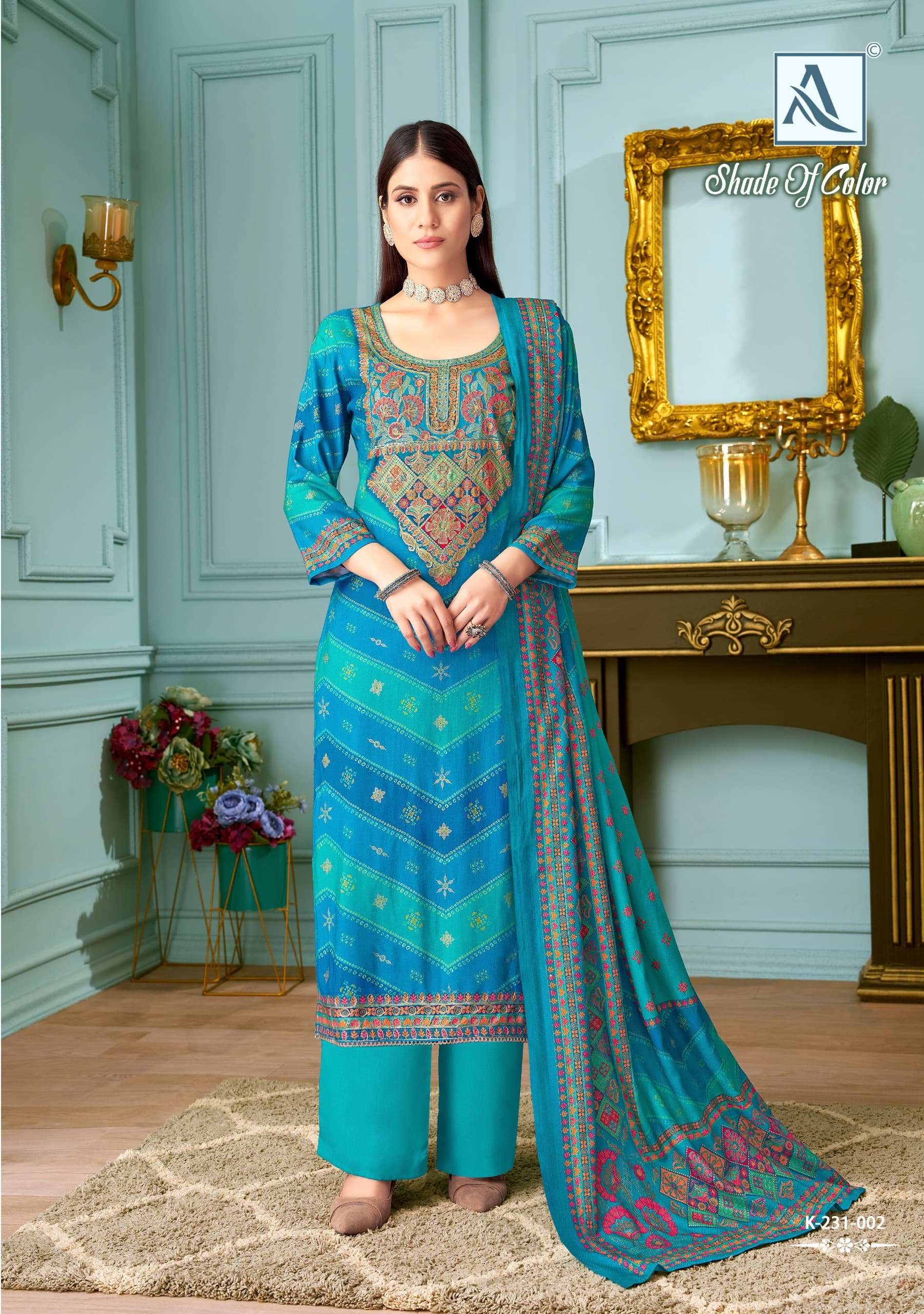 ALOK SUITS SHADE OF COLOR PASHMINA DIGITAL PRINT WITH FANCY WORK SUIT