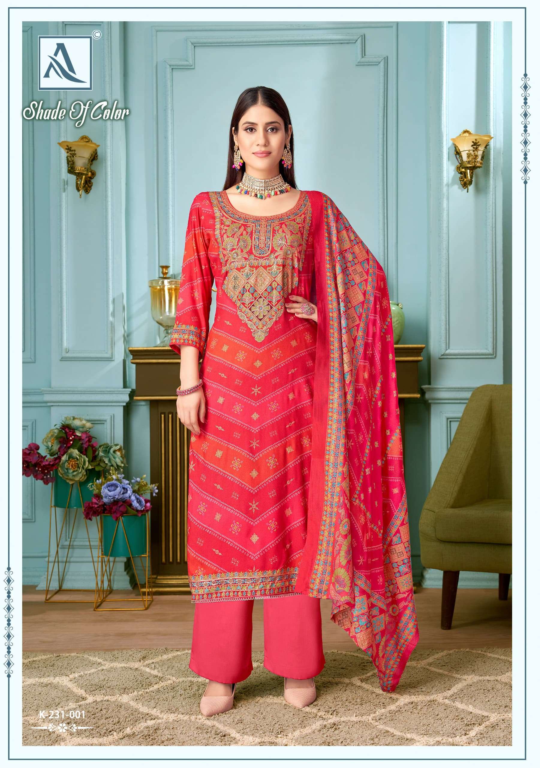 ALOK SUITS SHADE OF COLOR PASHMINA DIGITAL PRINT WITH FANCY WORK SUIT