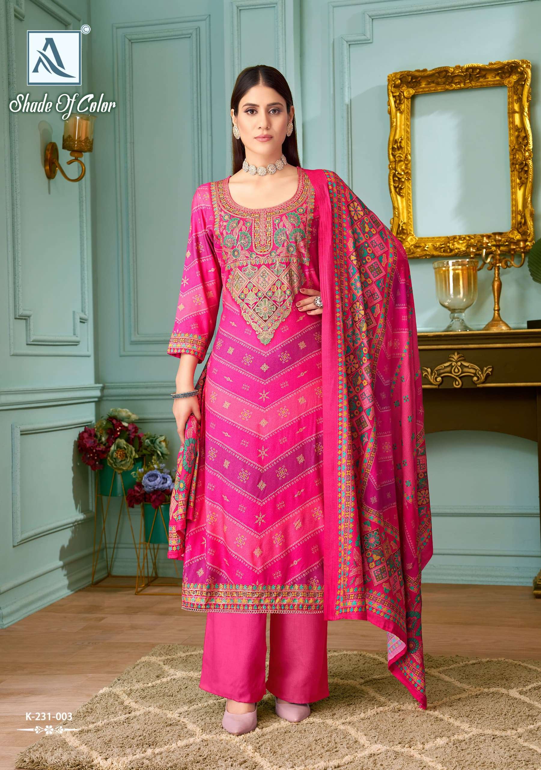 ALOK SUITS SHADE OF COLOR PASHMINA DIGITAL PRINT WITH FANCY WORK SUIT