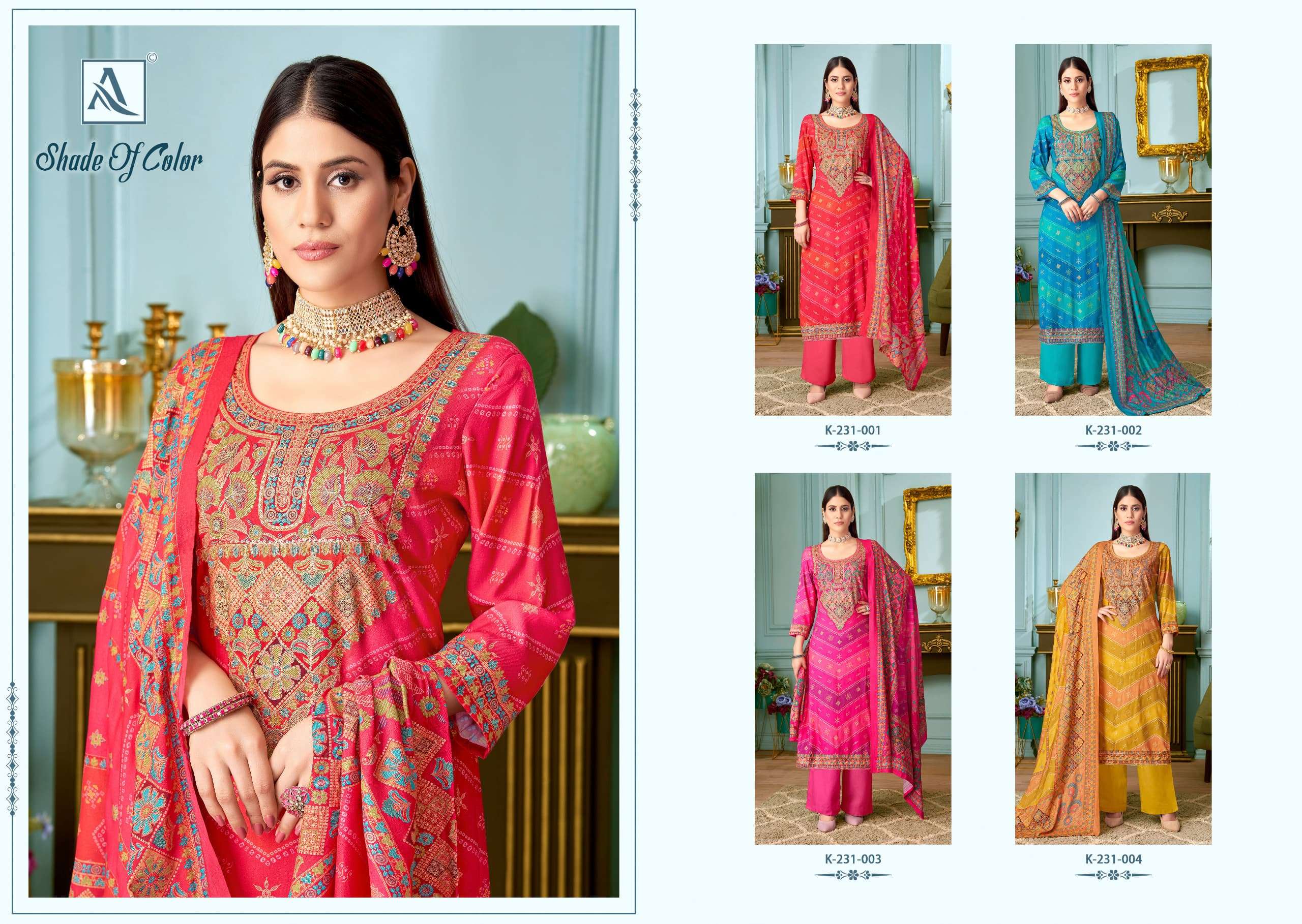 ALOK SUITS SHADE OF COLOR PASHMINA DIGITAL PRINT WITH FANCY WORK SUIT