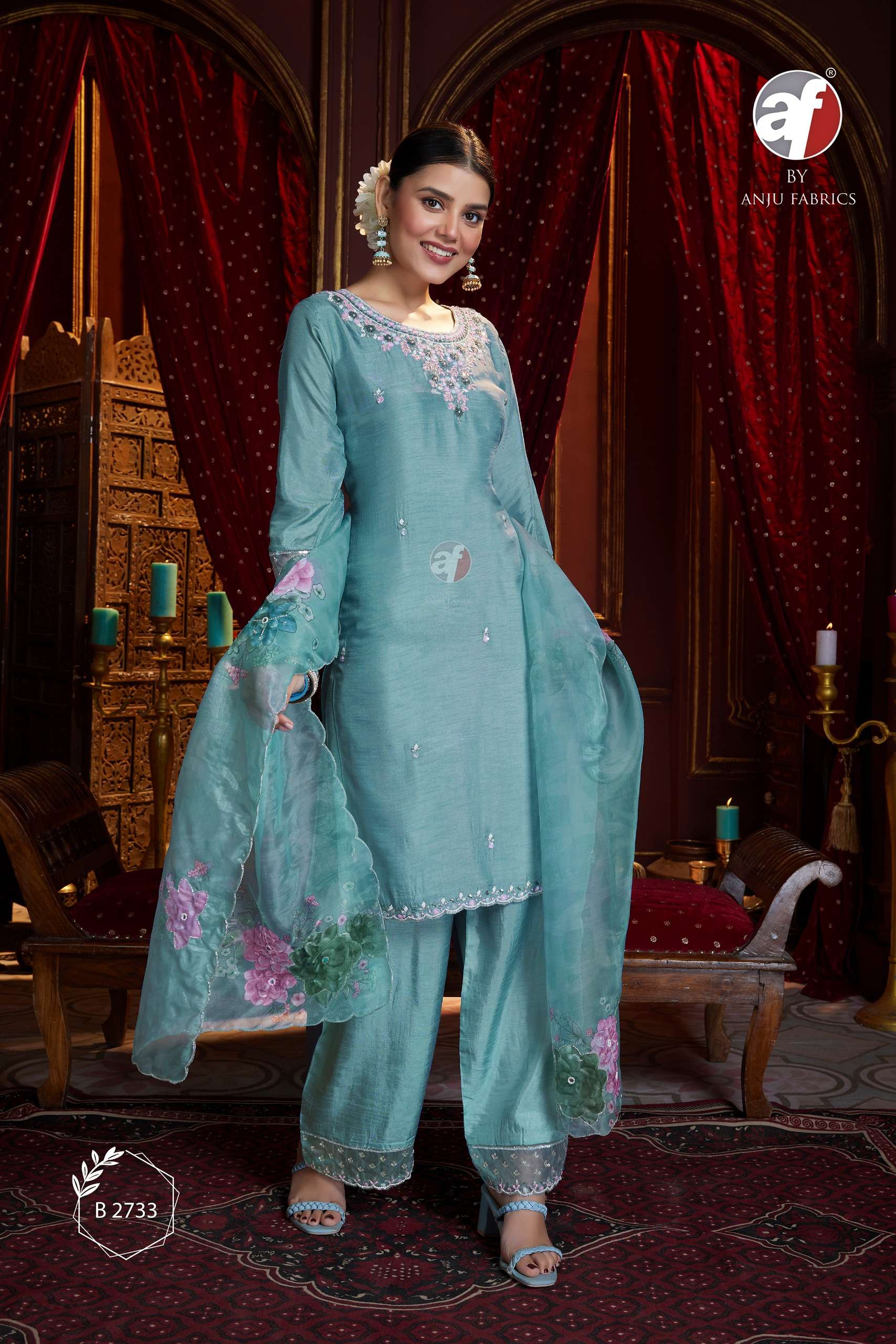ANJU FABRICS B 2733 SILK WITH BEAUTIFUL DESIGNER LADIES SUIT