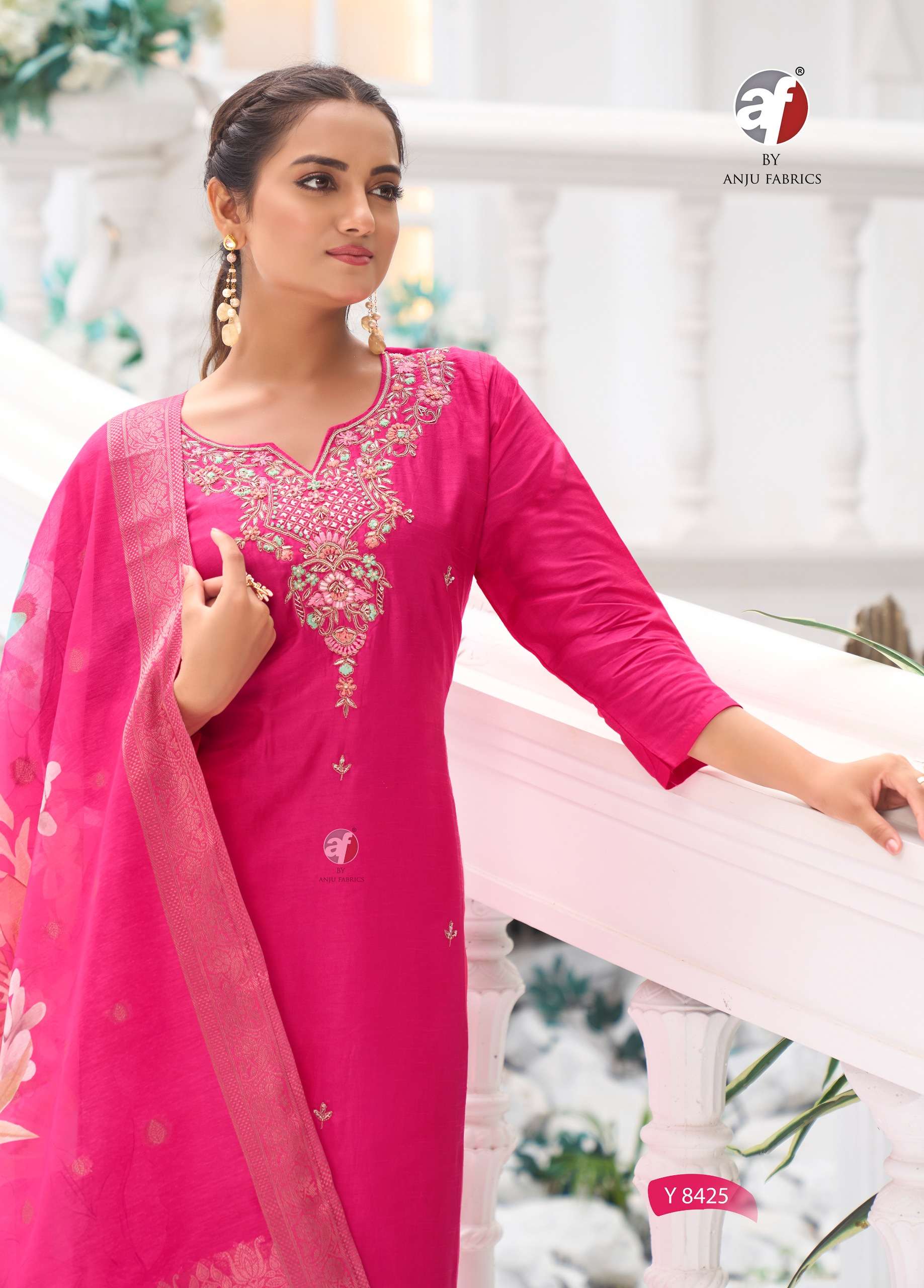 ANJU FABRICS Y 8425 DOLA SILK HEAVY HAND WORK DESIGNER SUIT