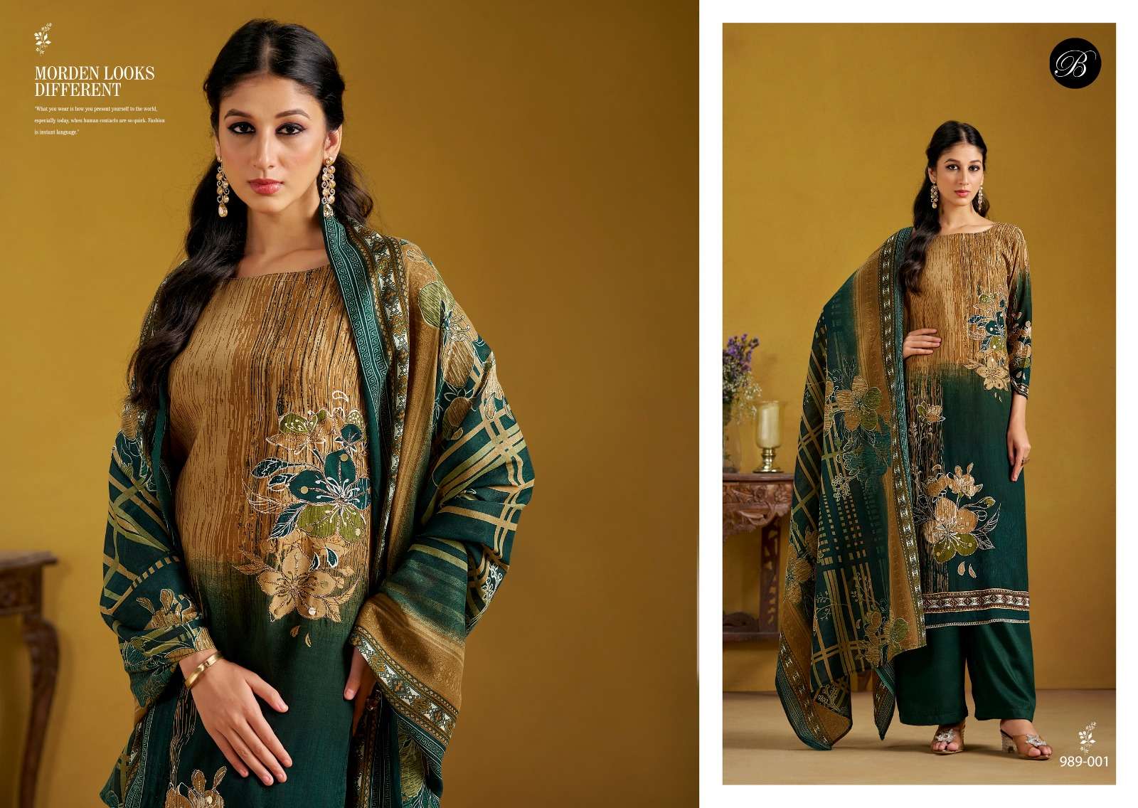 BELLIZA DESIGNER STUDIO LAMHE VISCOSE DIGITAL PRINT WITH HAND WORK SUIT