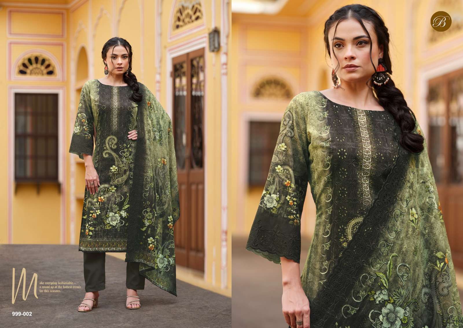 BELLIZA DESIGNER STUDIO NAKKASHI COTTON DIGITAL PRINT WITH EMBROIDERY WORK SUIT