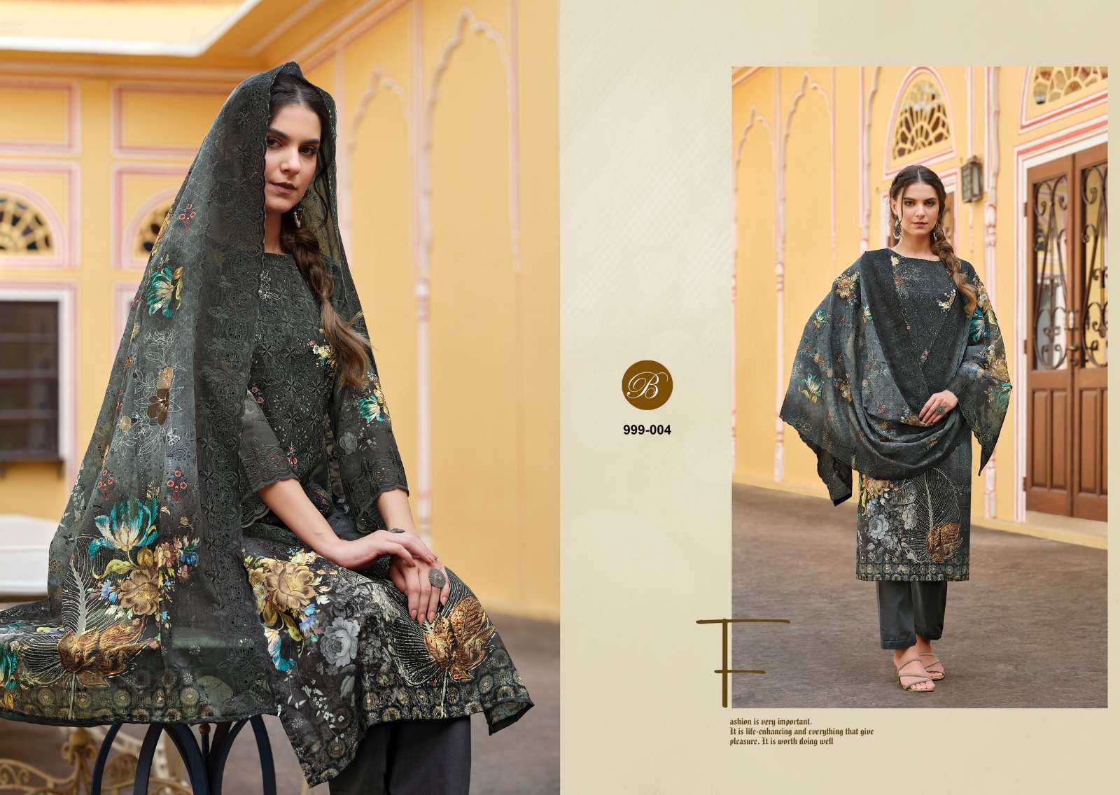 BELLIZA DESIGNER STUDIO NAKKASHI COTTON DIGITAL PRINT WITH EMBROIDERY WORK SUIT