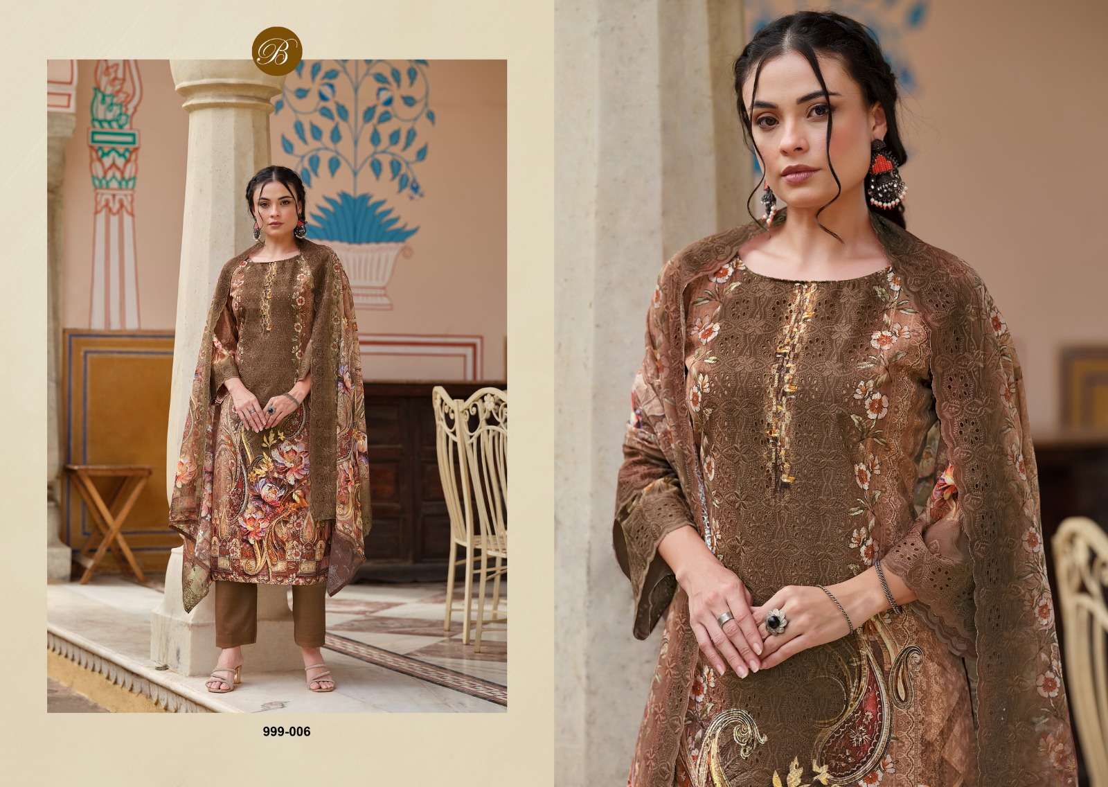 BELLIZA DESIGNER STUDIO NAKKASHI COTTON DIGITAL PRINT WITH EMBROIDERY WORK SUIT