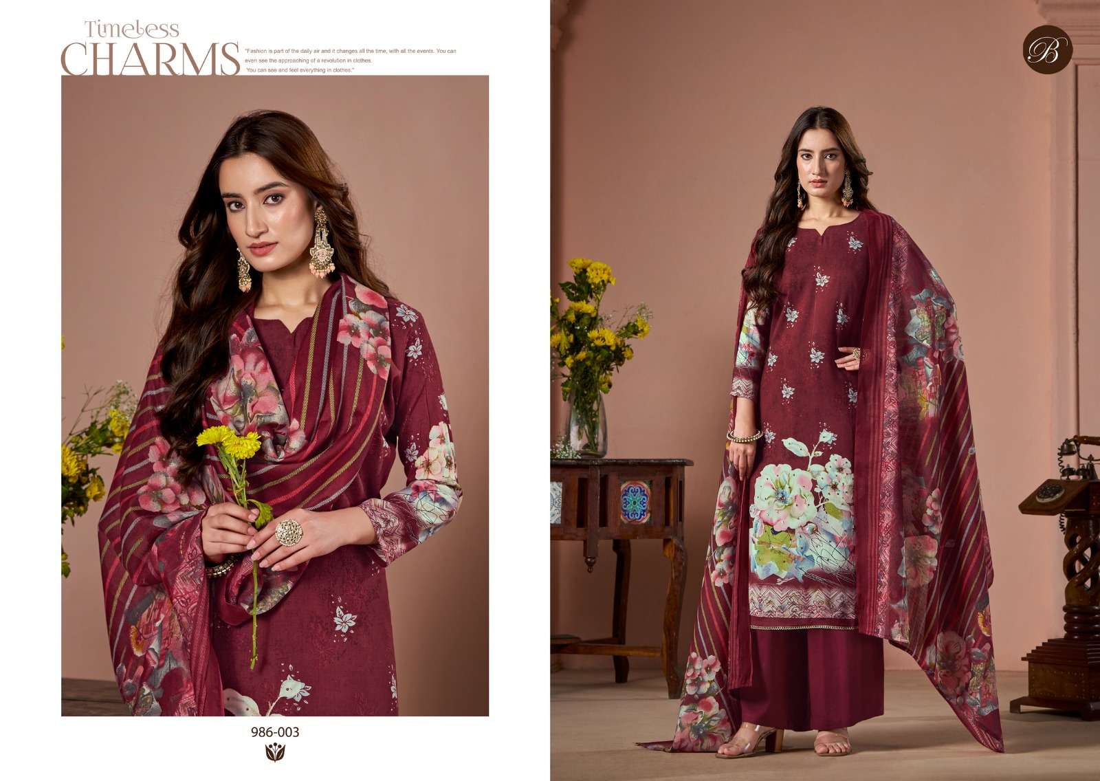BELLIZA DESIGNER STUDIO SABAA RAYON DIGITAL PRINTS WITH FANCY WORK SUIT