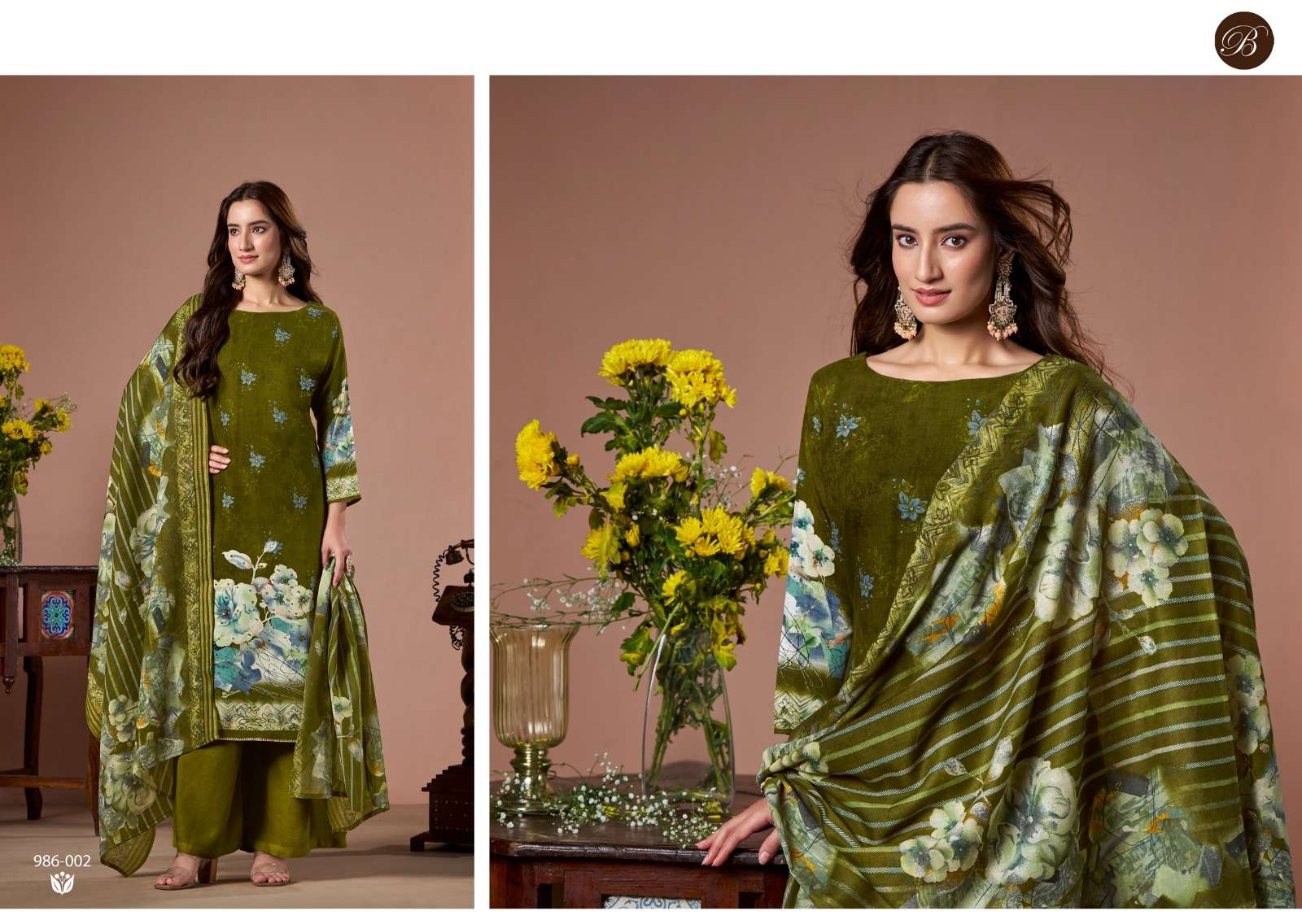 BELLIZA DESIGNER STUDIO SABAA RAYON DIGITAL PRINTS WITH FANCY WORK SUIT