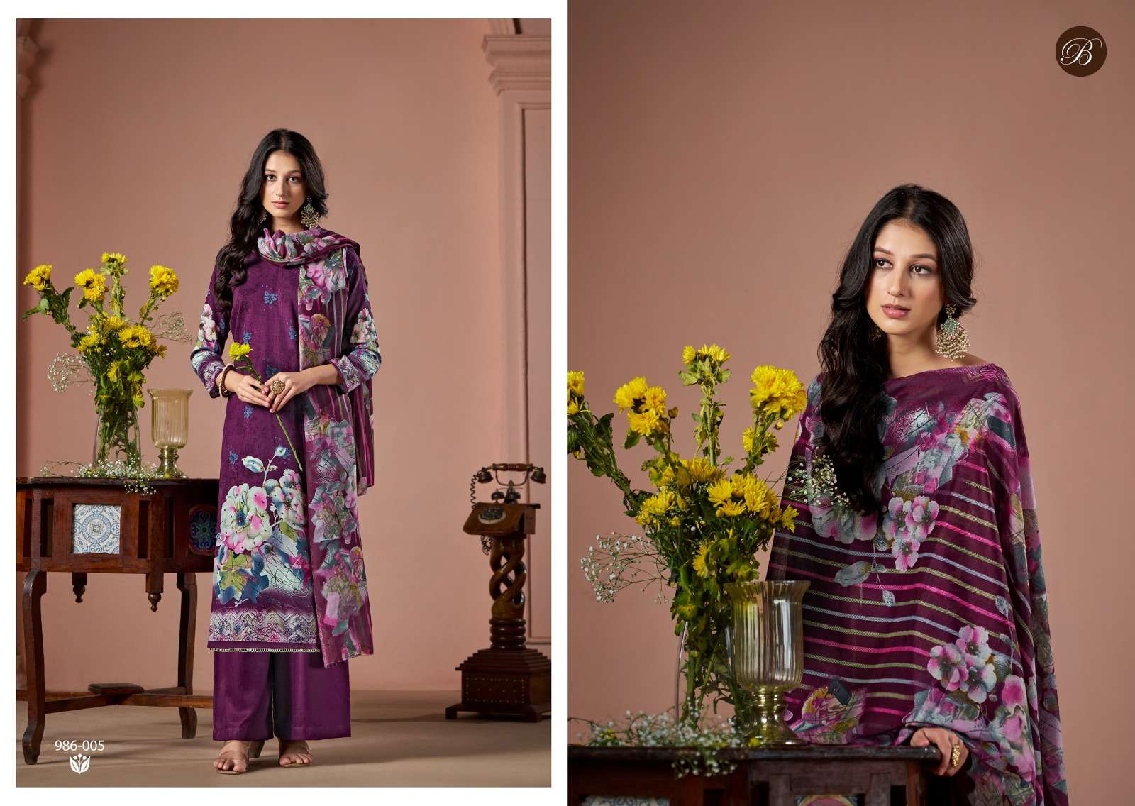BELLIZA DESIGNER STUDIO SABAA RAYON DIGITAL PRINTS WITH FANCY WORK SUIT