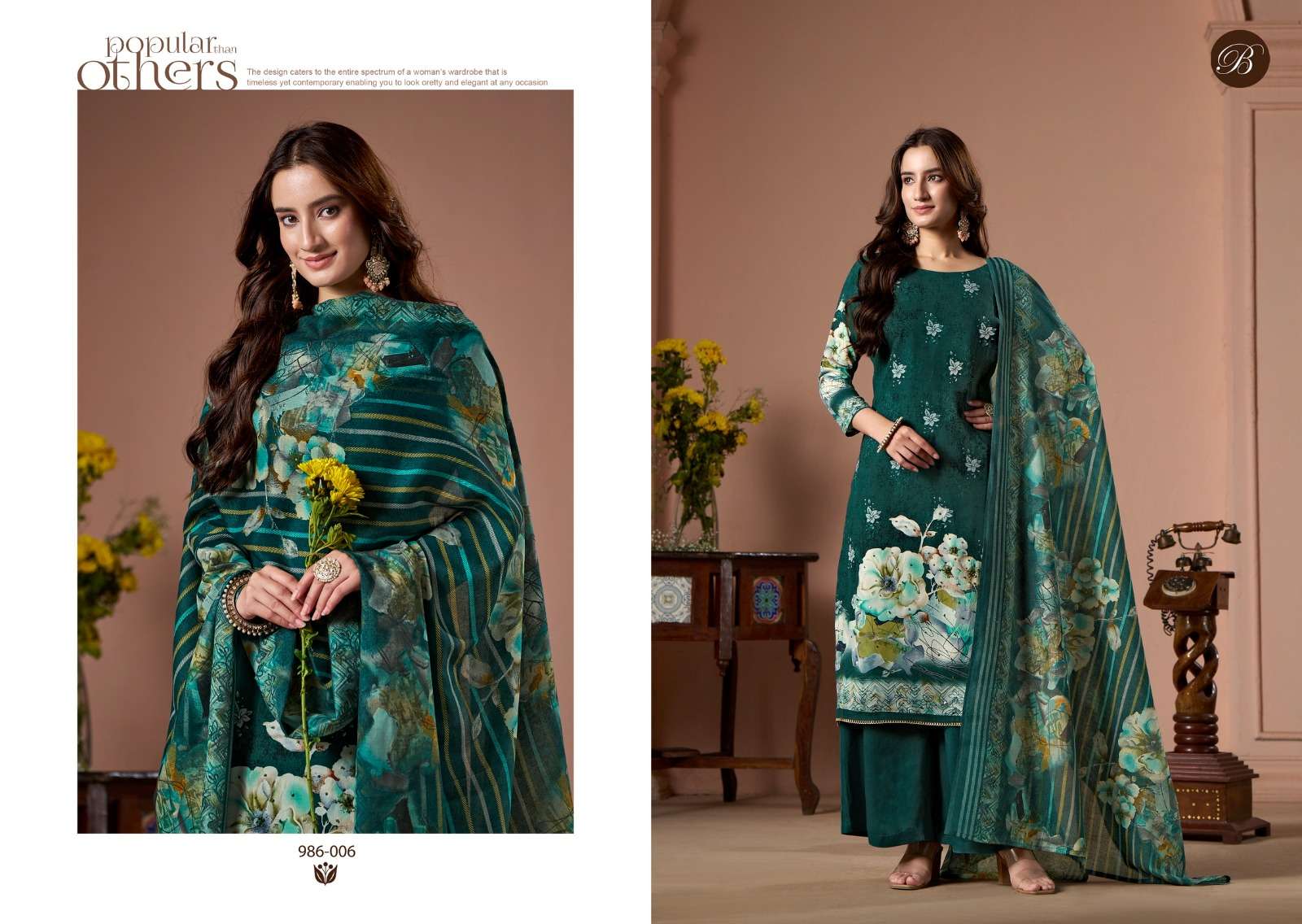 BELLIZA DESIGNER STUDIO SABAA RAYON DIGITAL PRINTS WITH FANCY WORK SUIT