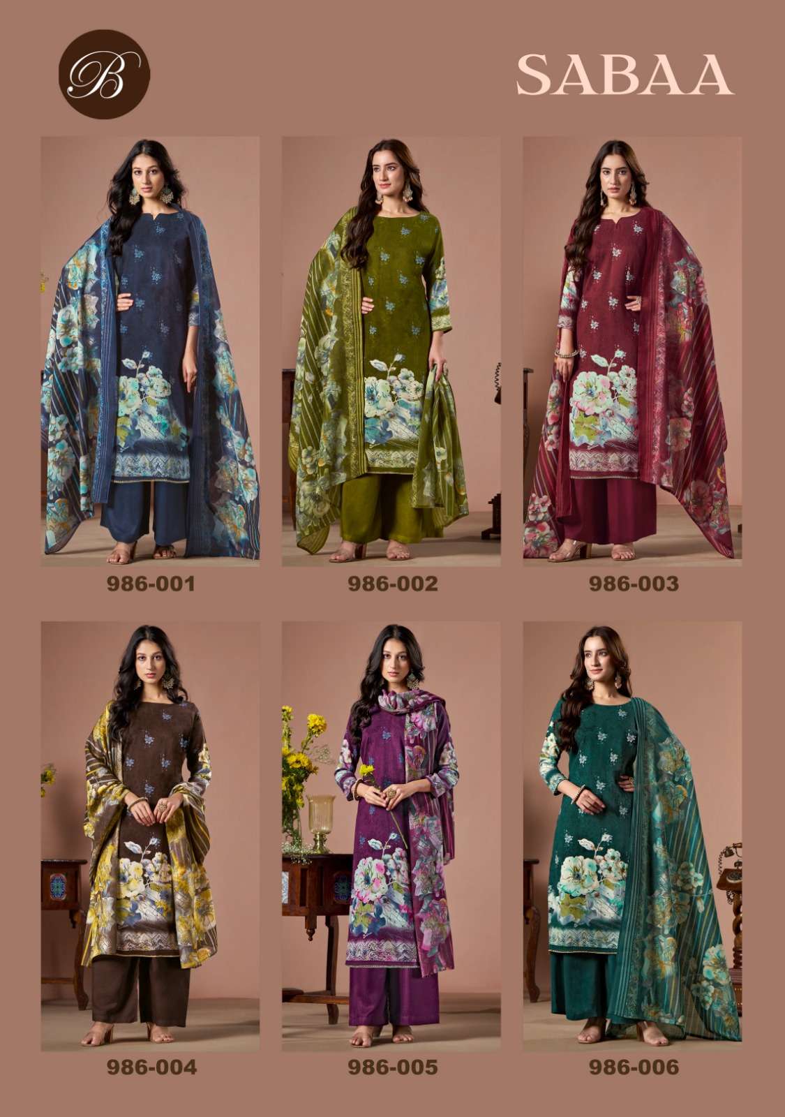BELLIZA DESIGNER STUDIO SABAA RAYON DIGITAL PRINTS WITH FANCY WORK SUIT