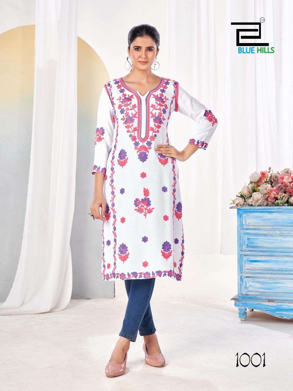 BLUE HILLS YAMINI RAYON FANCY WORKS LADIES KURTI