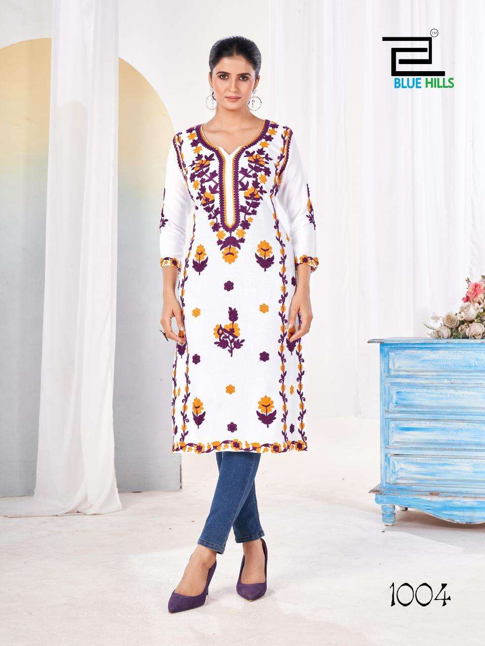 BLUE HILLS YAMINI RAYON FANCY WORKS LADIES KURTI