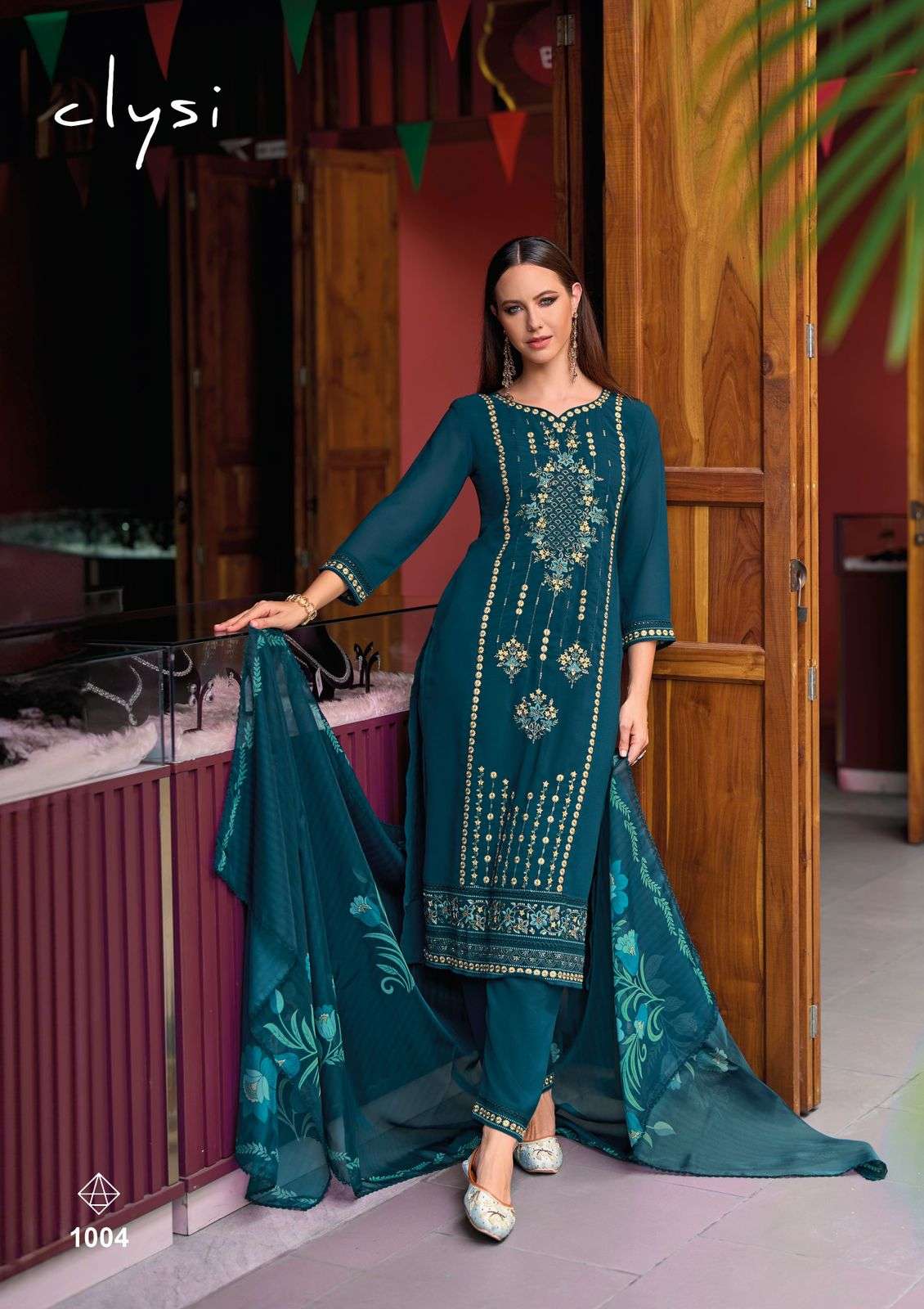 CLYSI SOFIYA VISCOSE FANCY HAND WORK DESIGNER KURTI COMBO SET 