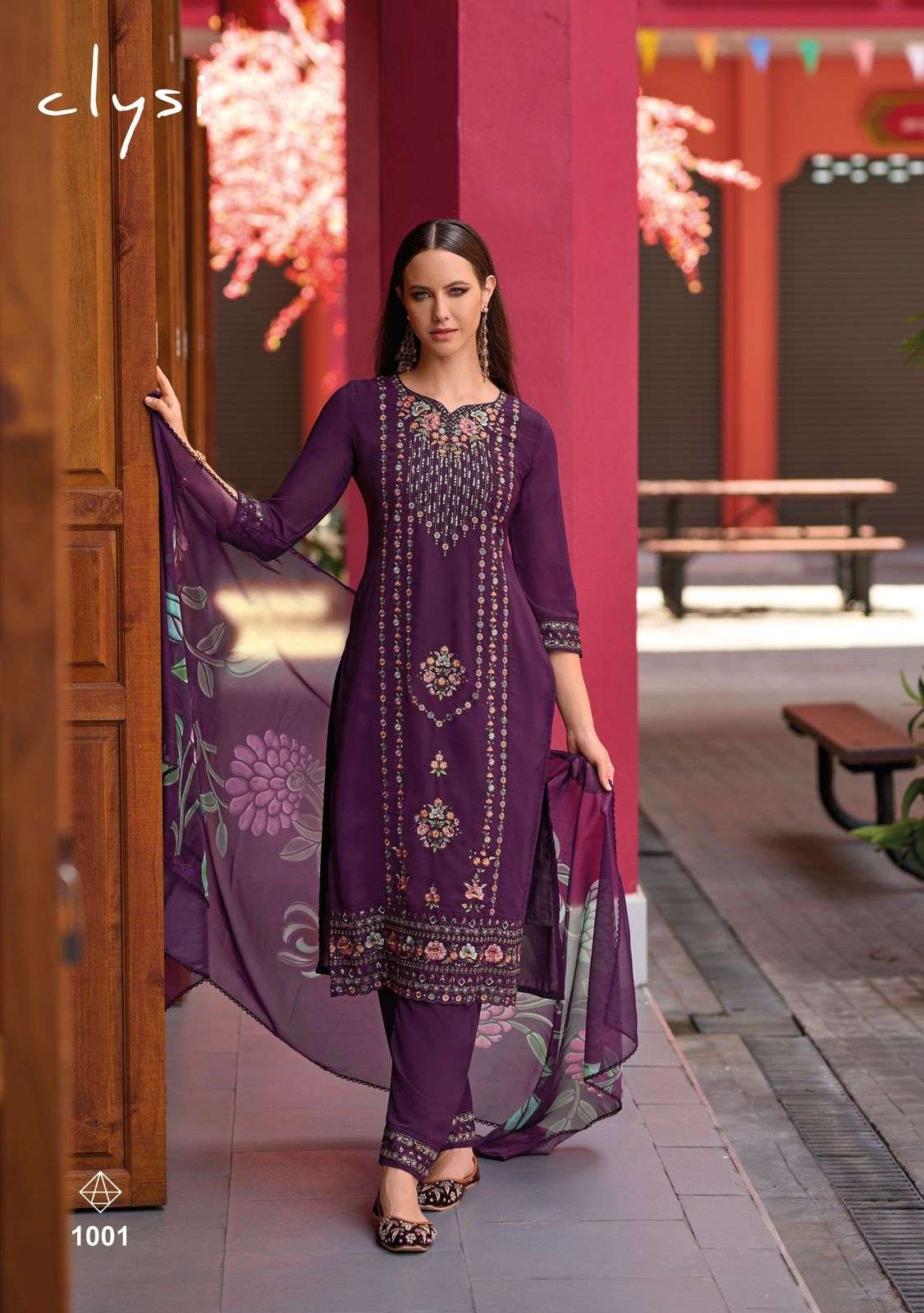 CLYSI SOFIYA VISCOSE FANCY HAND WORK DESIGNER KURTI COMBO SET 