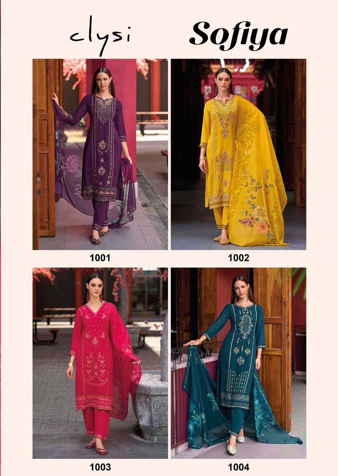 CLYSI SOFIYA VISCOSE FANCY HAND WORK DESIGNER KURTI COMBO SET 
