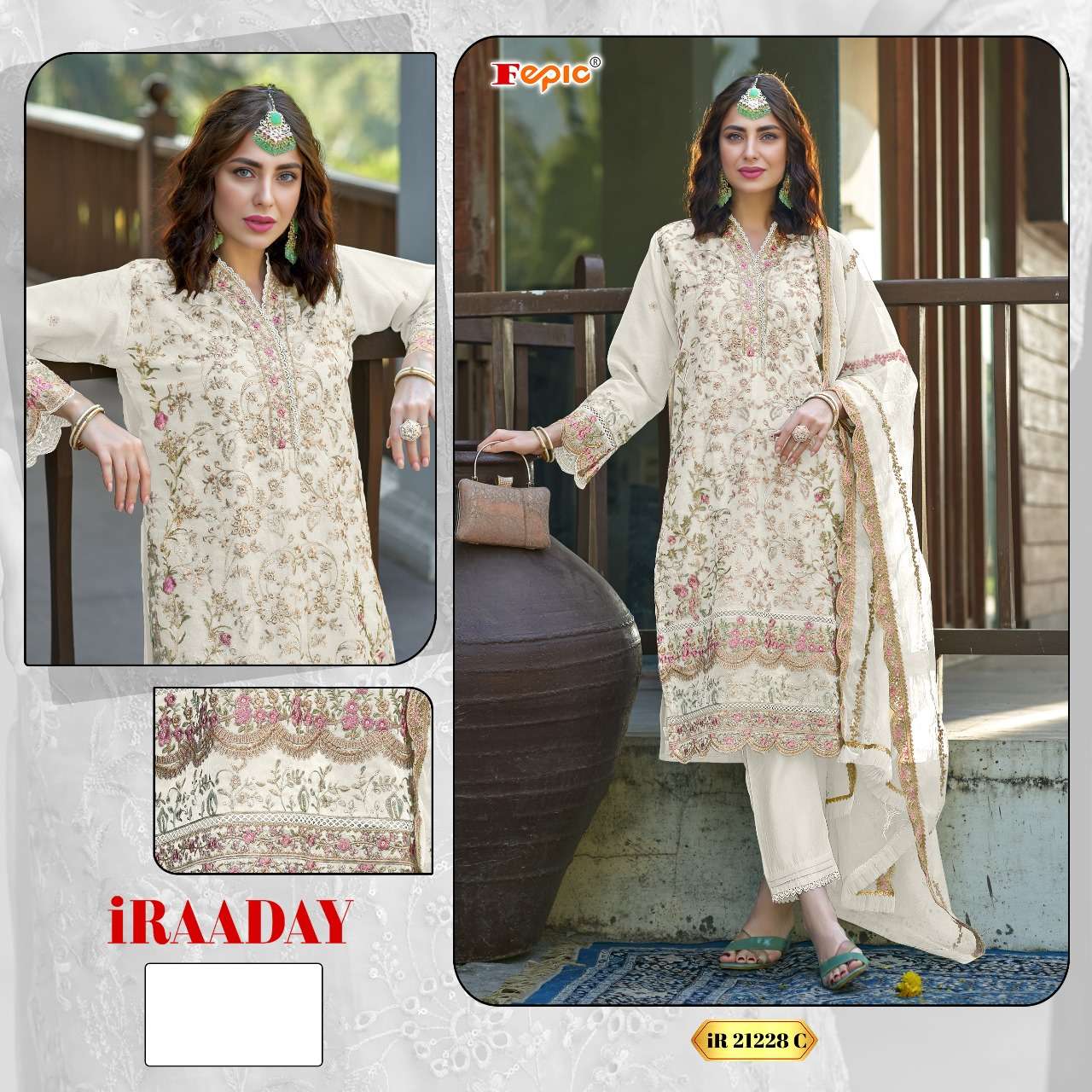 FEPIC iRAADAY IR 21228 ORGANZA EMBROIDERED FESTIVE WEAR PAKISTANI SUIT
