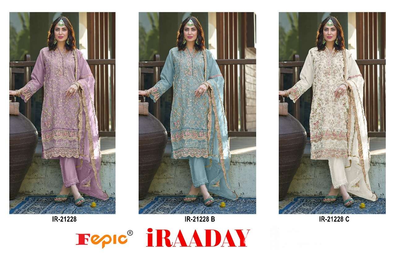 FEPIC iRAADAY IR 21228 ORGANZA EMBROIDERED FESTIVE WEAR PAKISTANI SUIT