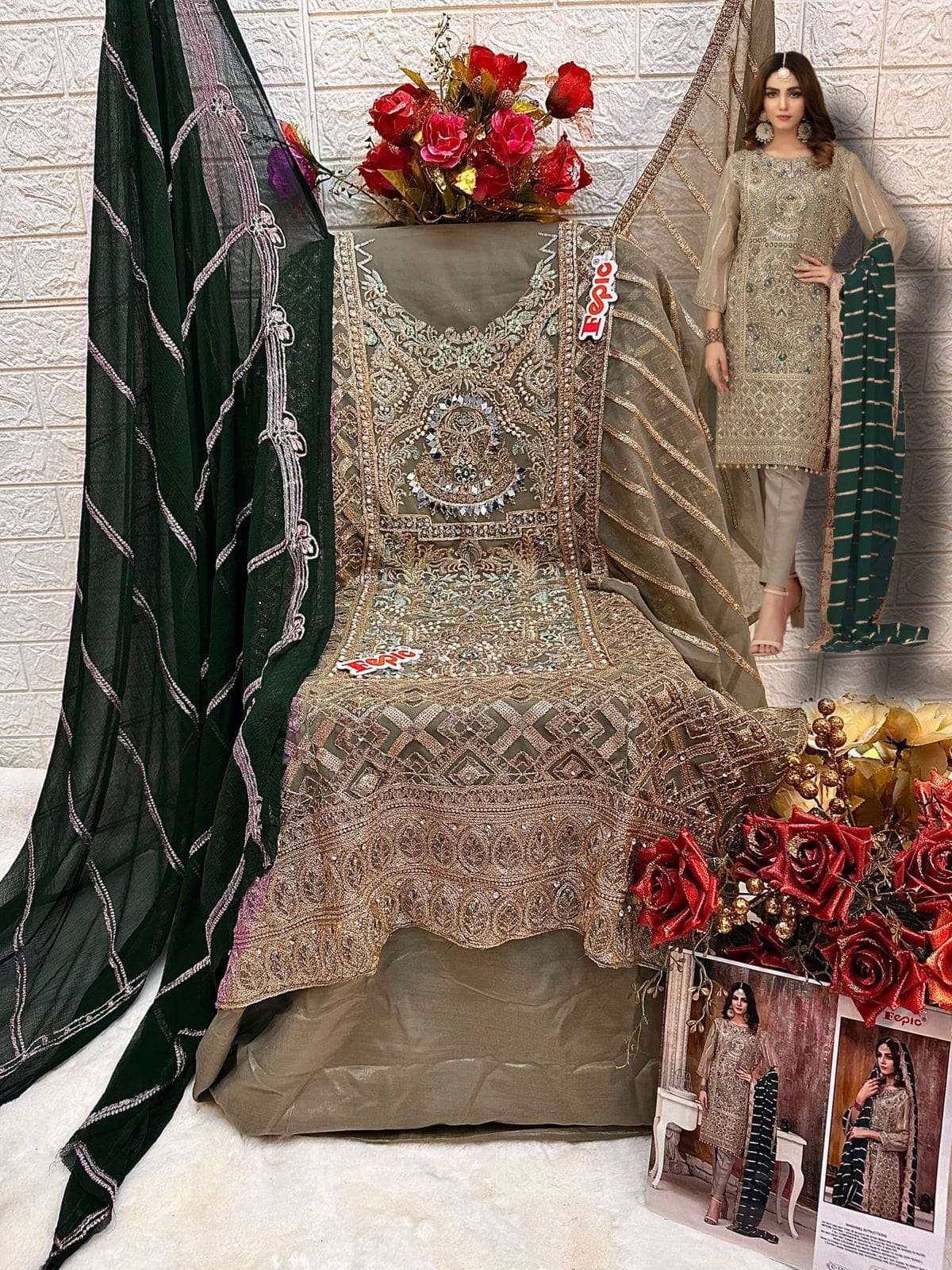 FEPIC ROSEMEEN C 1216 HEAVY EMBROIDERY DESIGNER PAKISTANI SUIT