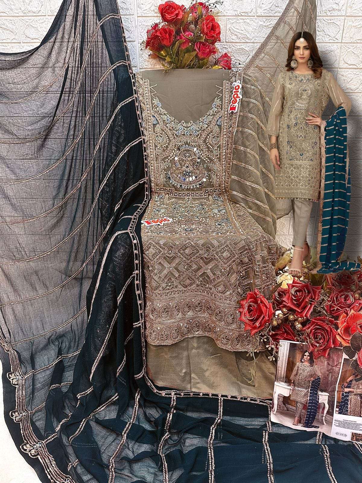 FEPIC ROSEMEEN C 1216 HEAVY EMBROIDERY DESIGNER PAKISTANI SUIT