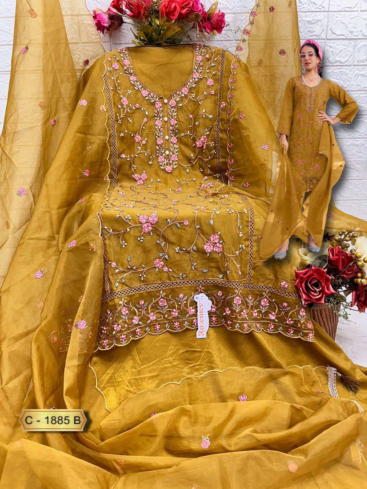 FEPIC ROSEMEEN C 1885 ORGANZA EMBROIDERED PAKISTANI SUIT