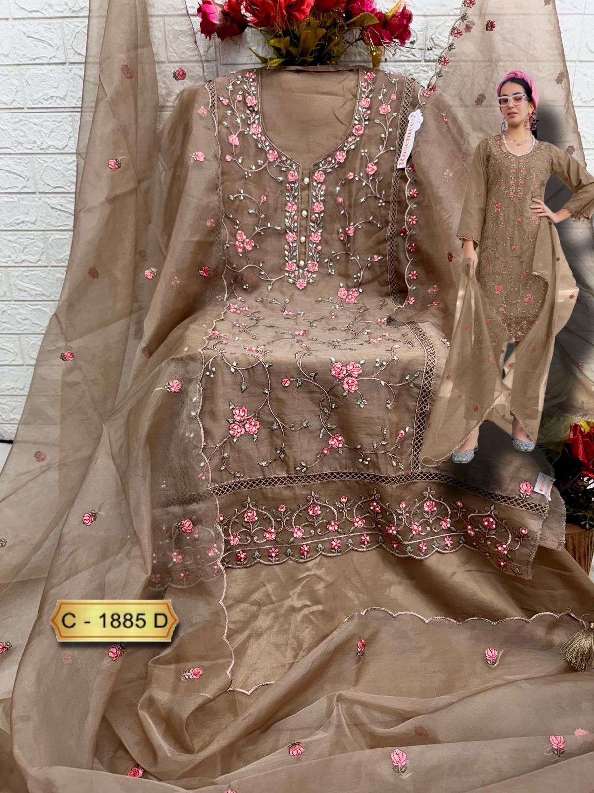 FEPIC ROSEMEEN C 1885 ORGANZA EMBROIDERED PAKISTANI SUIT