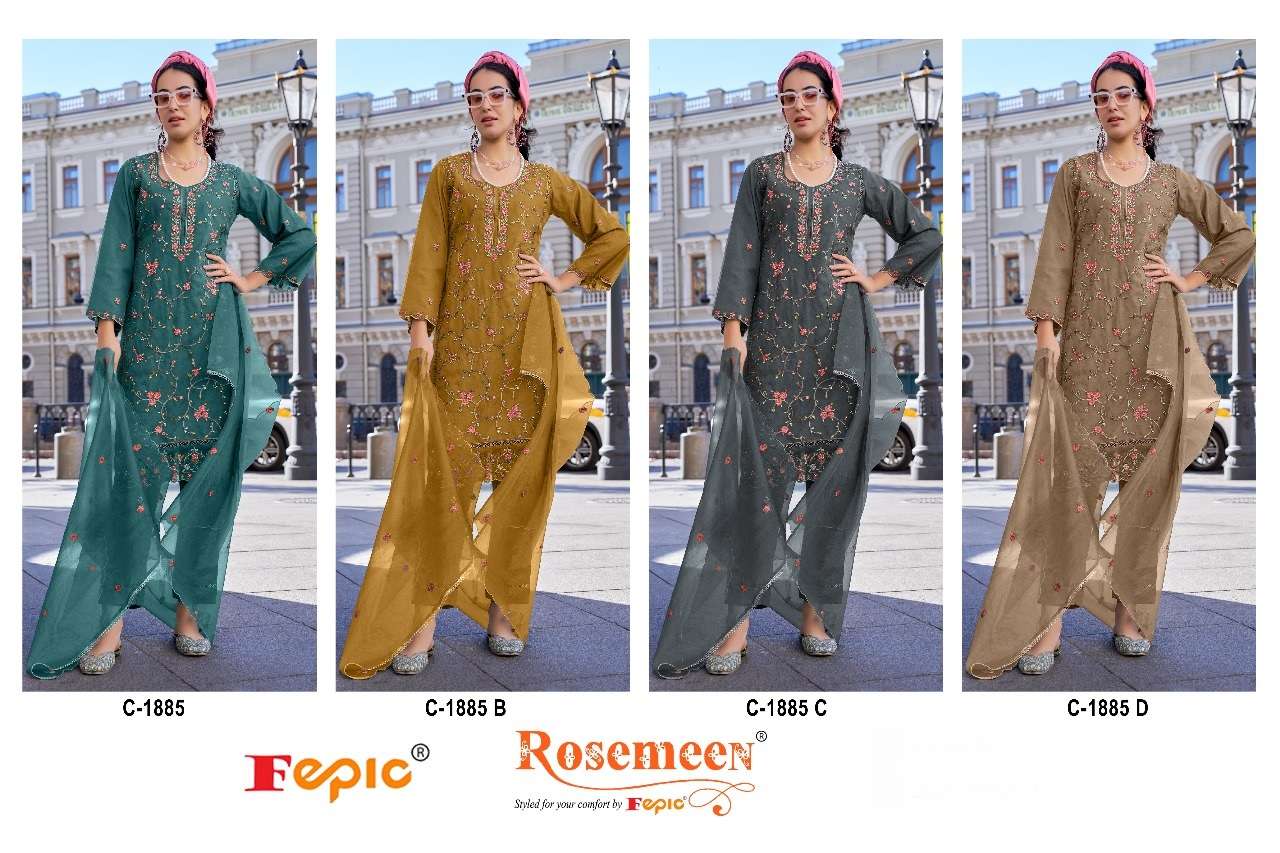 FEPIC ROSEMEEN C 1885 ORGANZA EMBROIDERED PAKISTANI SUIT