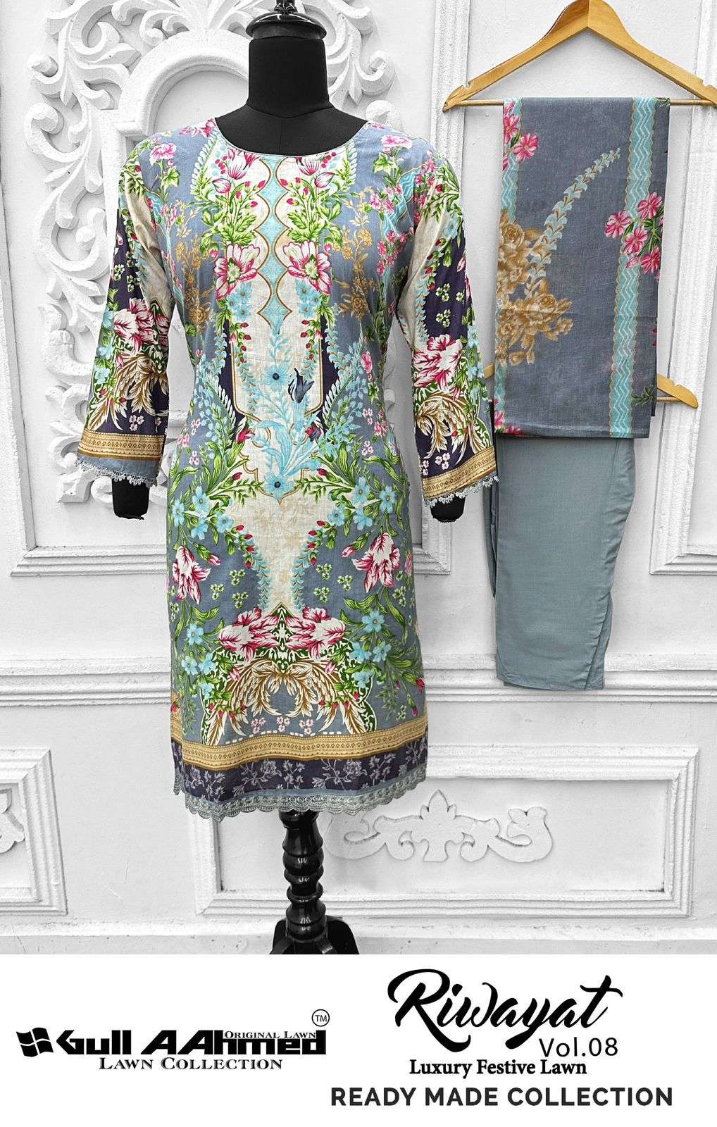 GULL AAHMED RIWAYAT VOL 8 READY MADE COLLECTION LAWN COTTON SUIT