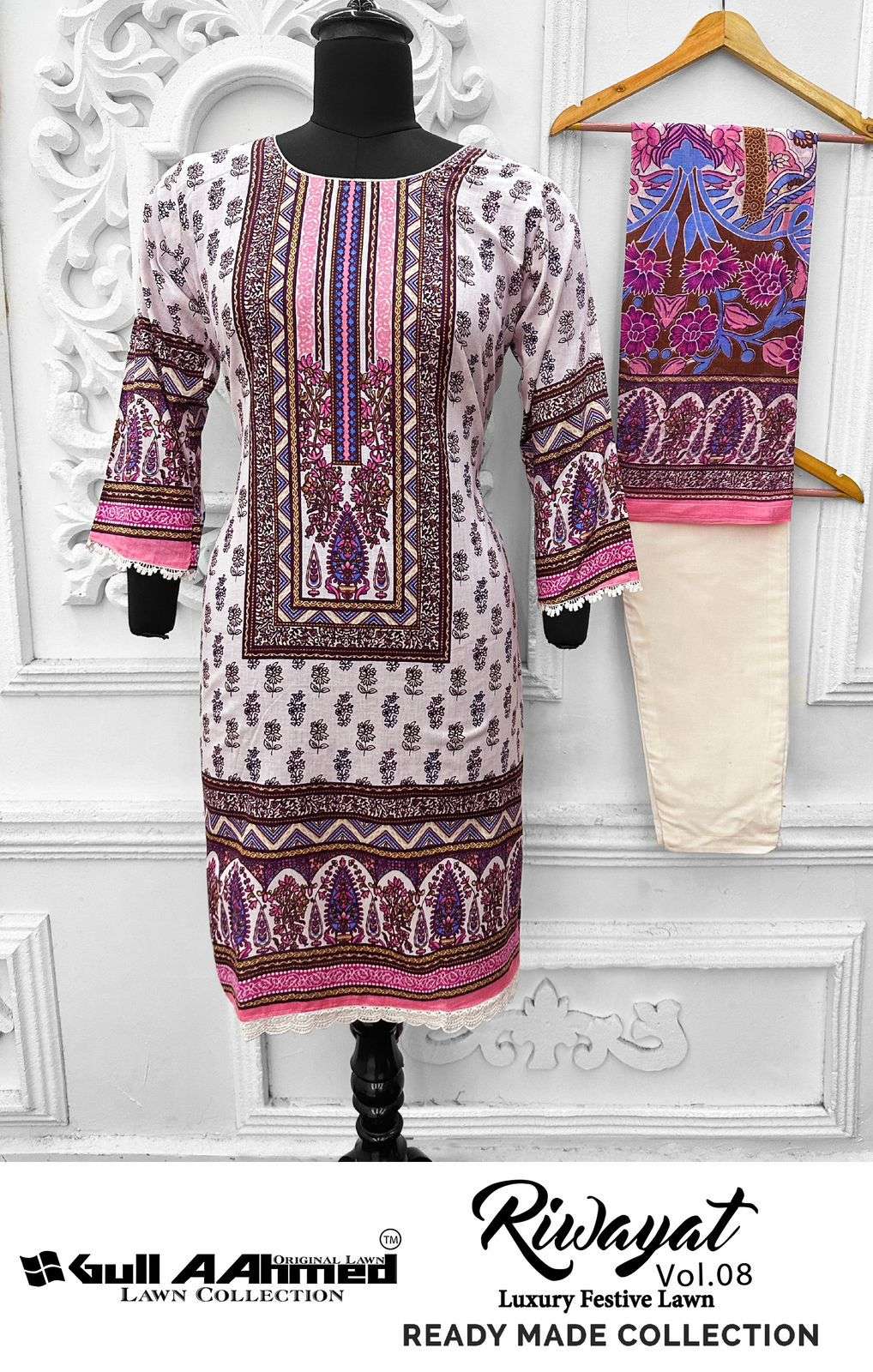 GULL AAHMED RIWAYAT VOL 8 READY MADE COLLECTION LAWN COTTON SUIT