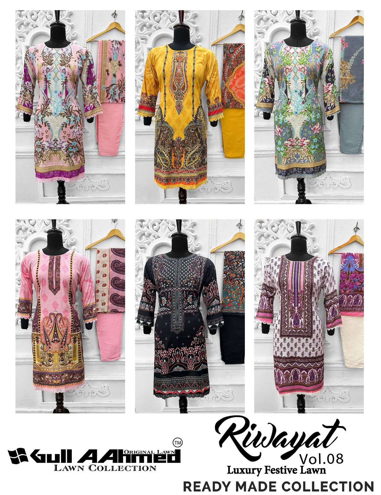 GULL AAHMED RIWAYAT VOL 8 READY MADE COLLECTION LAWN COTTON SUIT