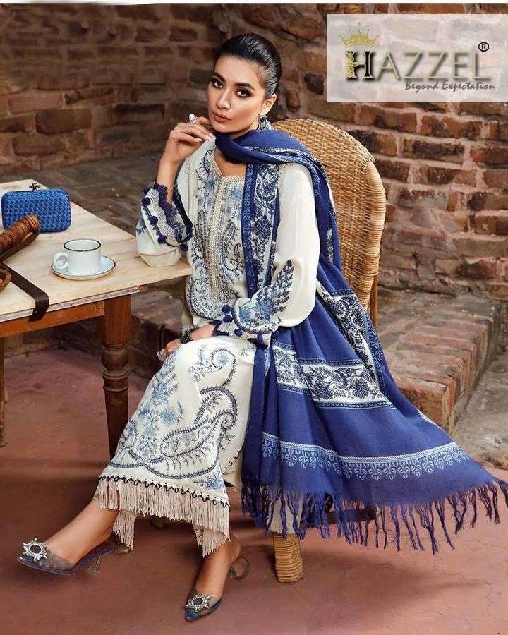 HAZEEL DESIGN NO - H-O47 RAYON WITH COTTON THREAD EMBROIDERY BEAUTIFUL DESIGN PAKISTANI PARTY WEAR SUIT