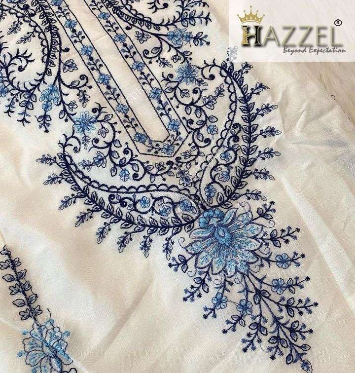 HAZEEL DESIGN NO - H-O47 RAYON WITH COTTON THREAD EMBROIDERY BEAUTIFUL DESIGN PAKISTANI PARTY WEAR SUIT