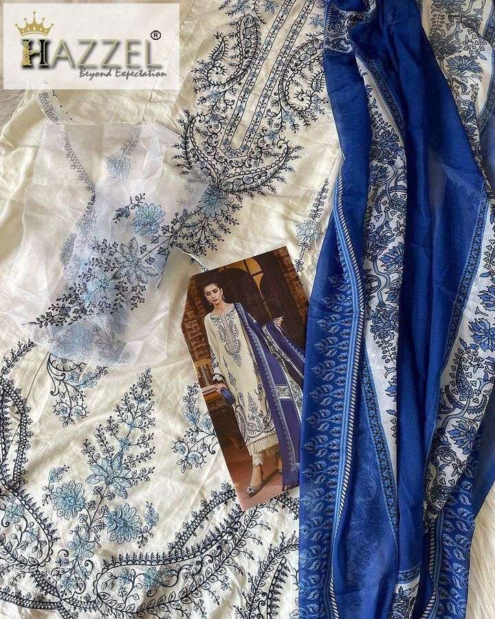 HAZEEL DESIGN NO - H-O47 RAYON WITH COTTON THREAD EMBROIDERY BEAUTIFUL DESIGN PAKISTANI PARTY WEAR SUIT