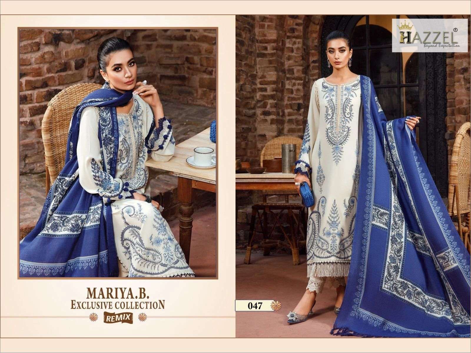 HAZEEL DESIGN NO - H-O47 RAYON WITH COTTON THREAD EMBROIDERY BEAUTIFUL DESIGN PAKISTANI PARTY WEAR SUIT