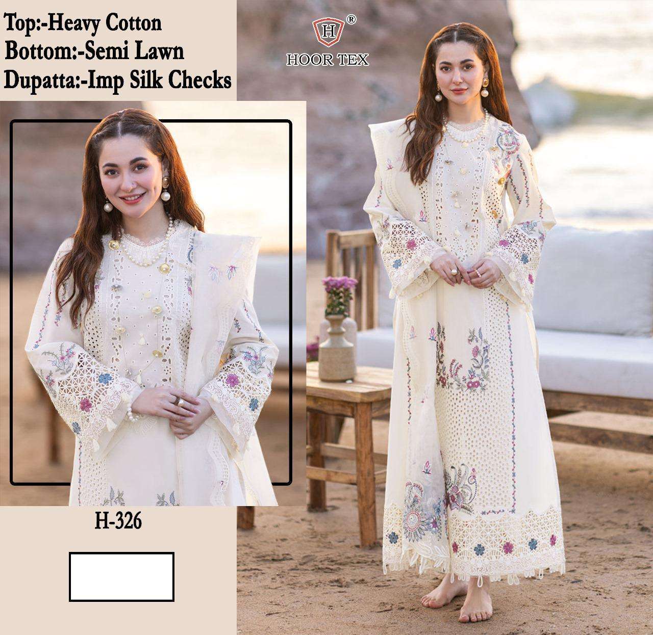 HOOR TEX H 326 BEAUTIFUL EMBROIDERY DESIGNER SUIT