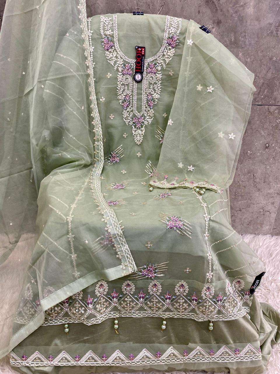 HOOR TEX OR 38 ORGANZA WITH BEAUTIFUL EMBROIDERY DESIGNER SUIT