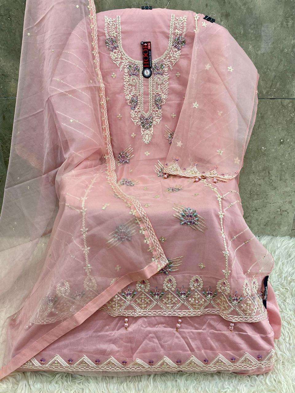HOOR TEX OR 38 ORGANZA WITH BEAUTIFUL EMBROIDERY DESIGNER SUIT