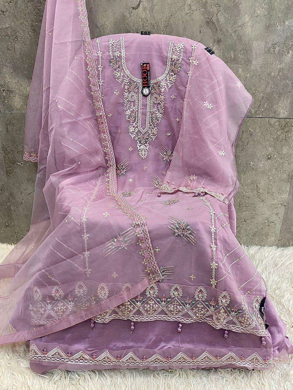 HOOR TEX OR 38 ORGANZA WITH BEAUTIFUL EMBROIDERY DESIGNER SUIT