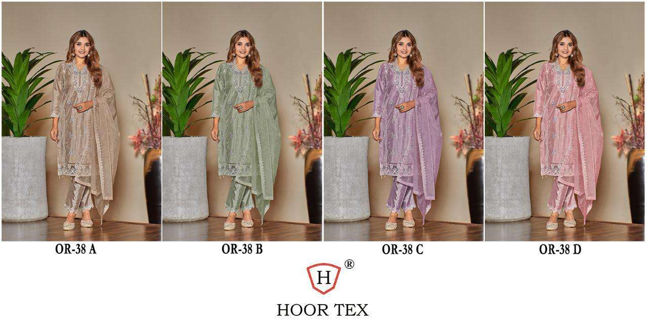 HOOR TEX OR 38 ORGANZA WITH BEAUTIFUL EMBROIDERY DESIGNER SUIT