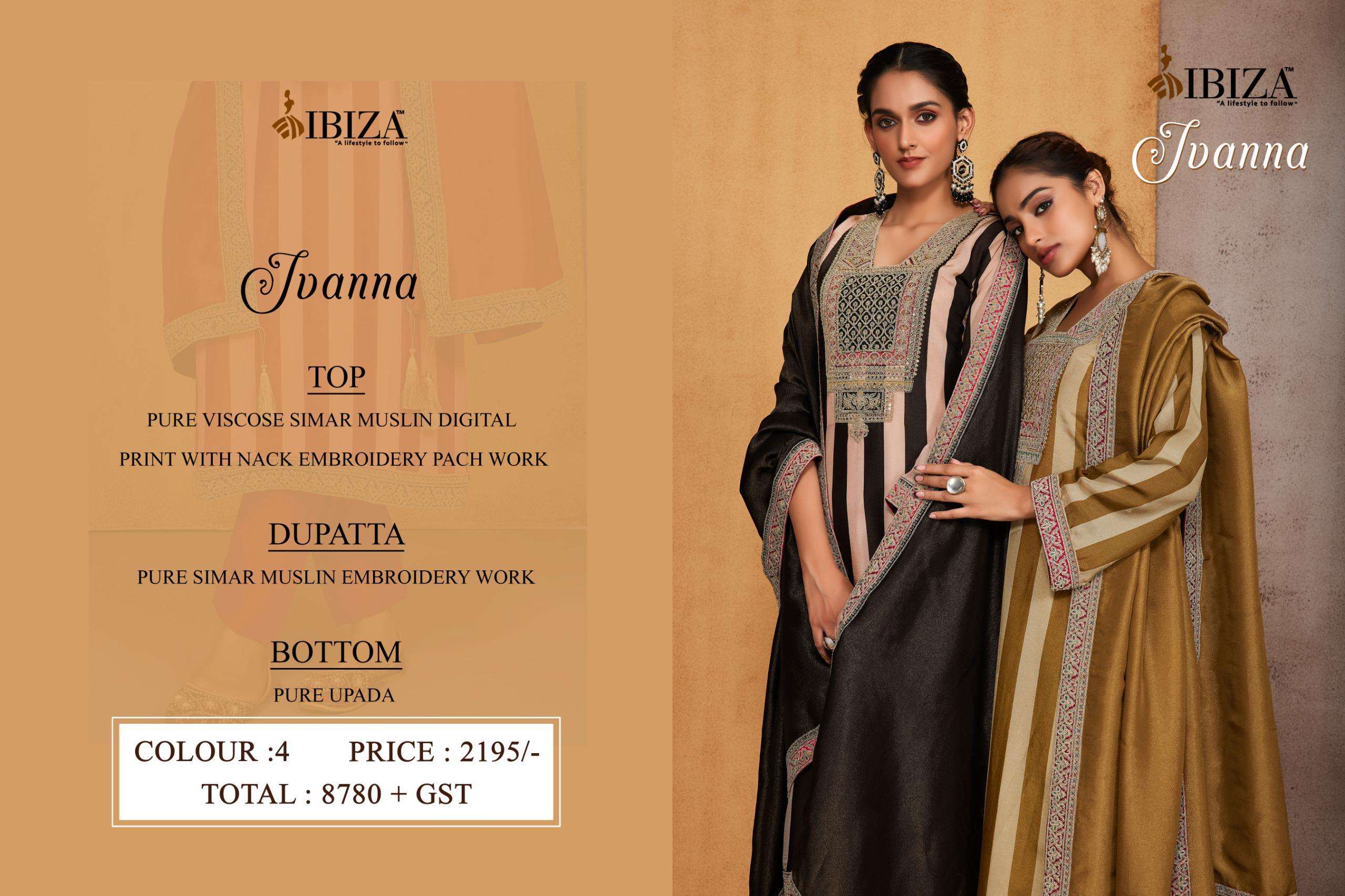  IBIZA IVANNA VISCOSE DIGITAL PRINT WITH EMBROIDERY WORK HEAVY SUIT