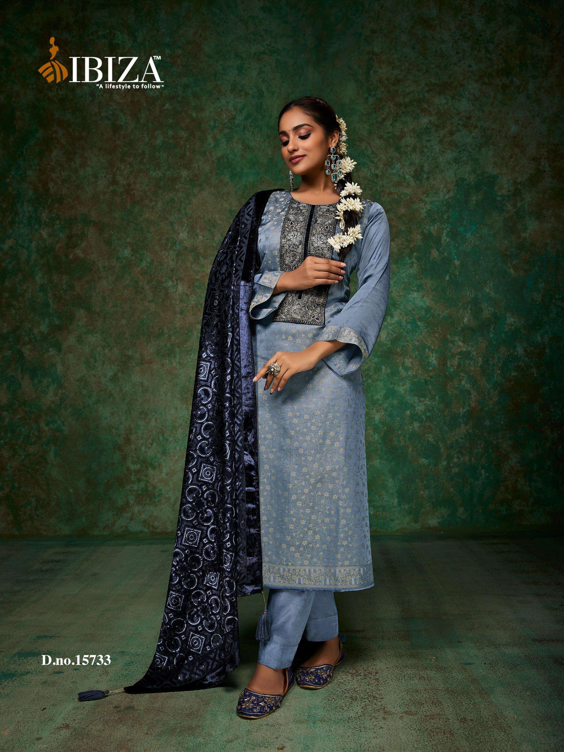 IBIZA PINARA SILK JACQUARD EMBROIDERY WORK HEAVY SUIT