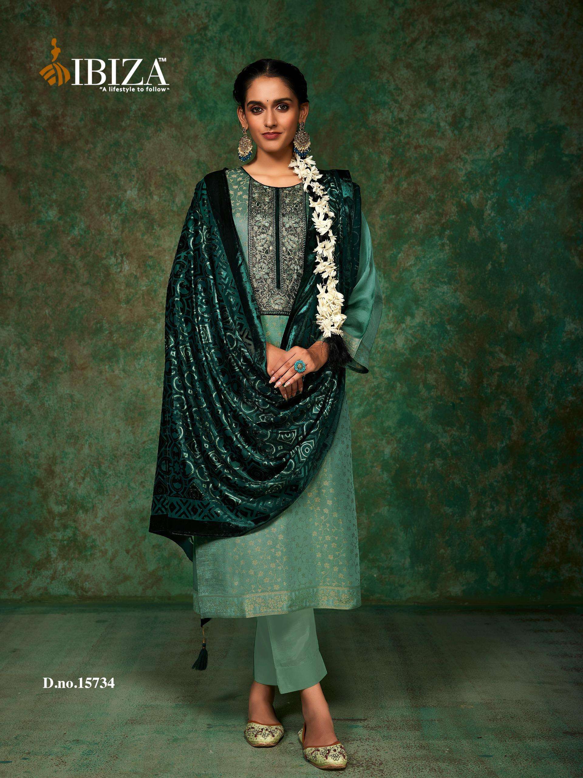 IBIZA PINARA SILK JACQUARD EMBROIDERY WORK HEAVY SUIT