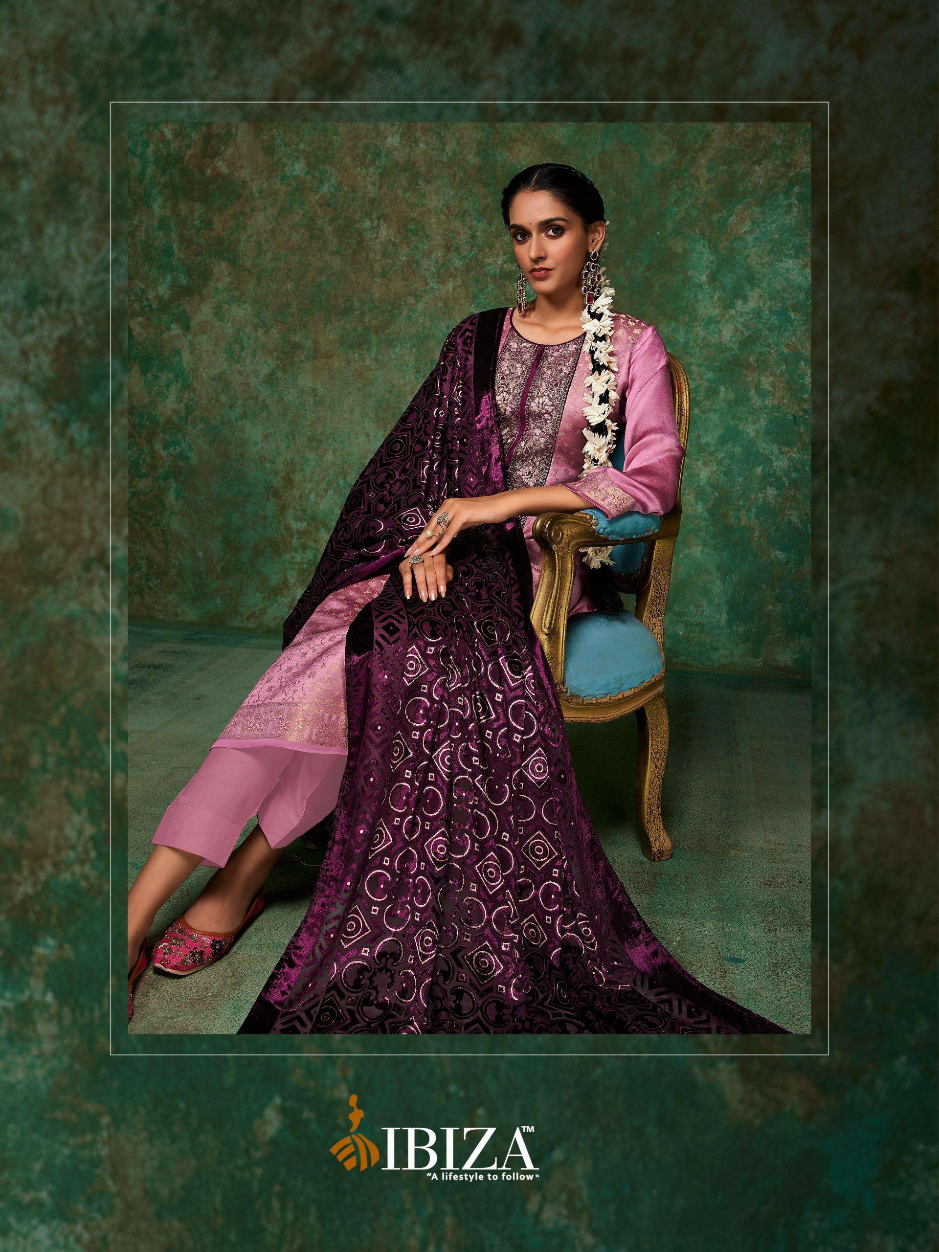 IBIZA PINARA SILK JACQUARD EMBROIDERY WORK HEAVY SUIT