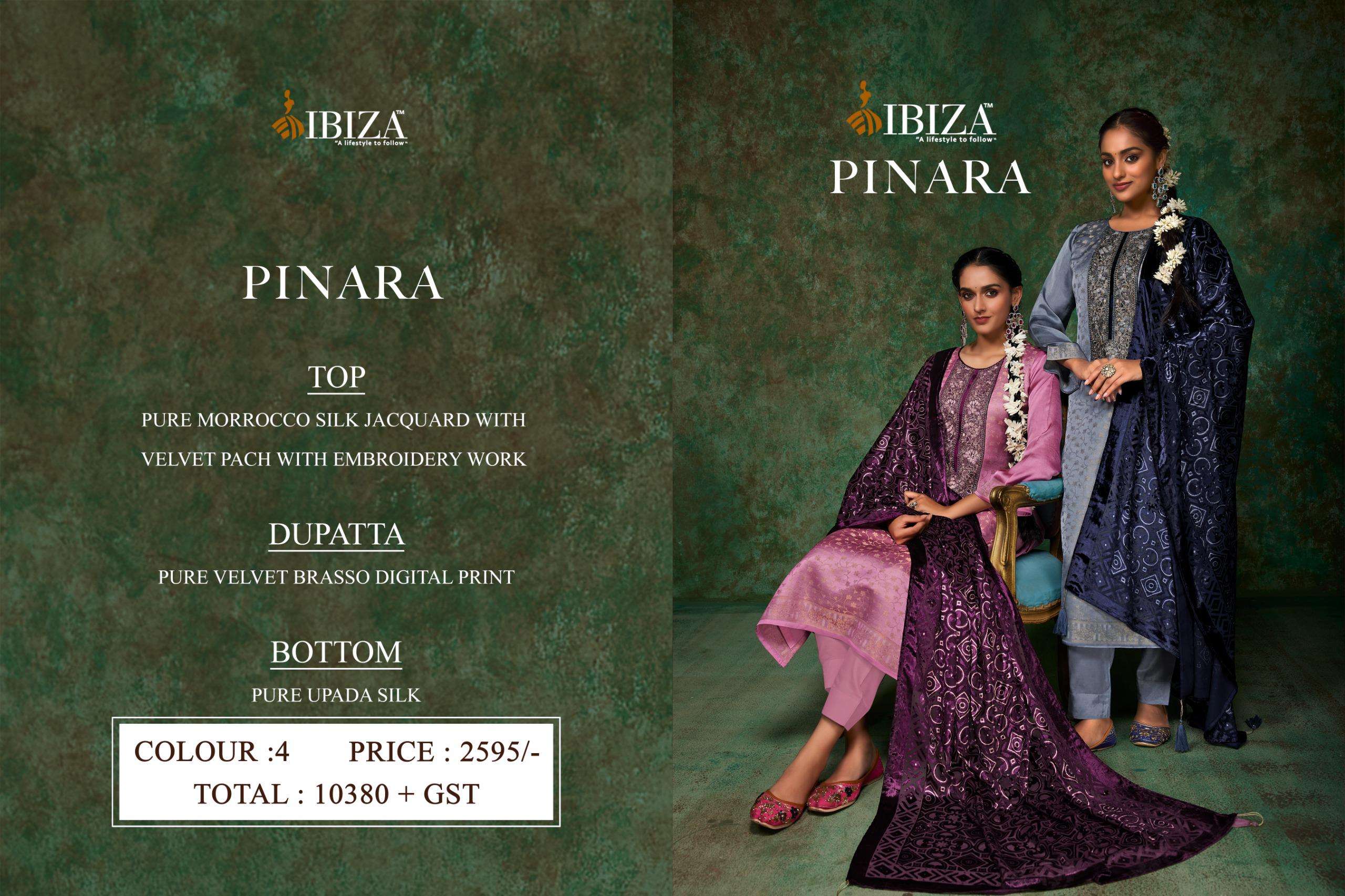 IBIZA PINARA SILK JACQUARD EMBROIDERY WORK HEAVY SUIT