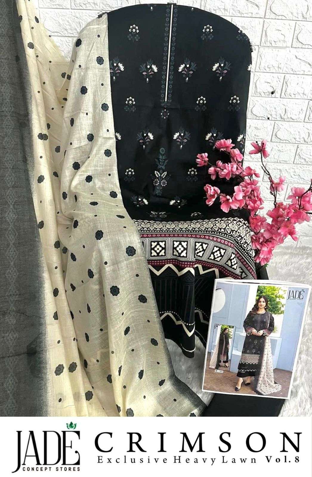 JADE CRIMSON EXCLUSIVE HEAVY LAWN COLLECTION VOL 8 LAWN COTTON DIGITAL PRINT SUIT